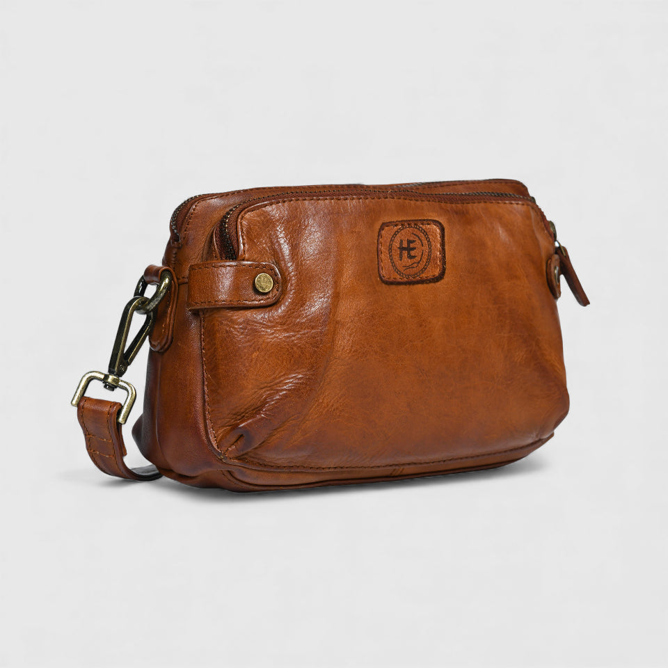 Classic Cognac Leather Women's Handbag - Maroon colour