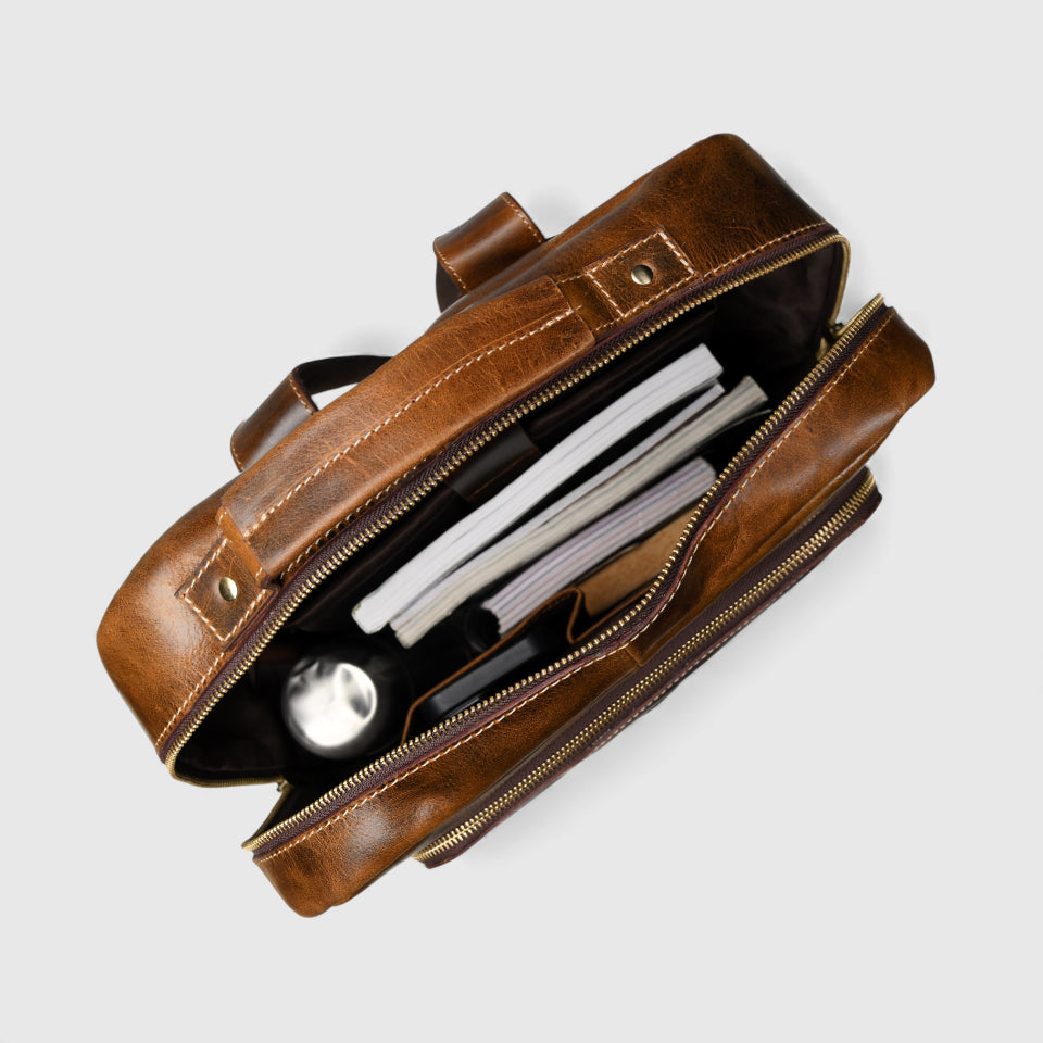 Alpine Vintage Leather Laptop Backpack - Maroon Colour