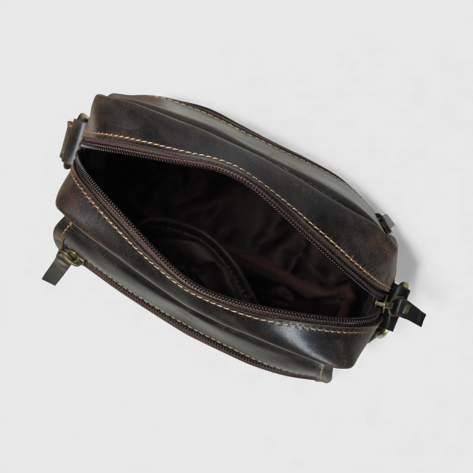 Explorer Vintage Leather Sling Bag - Brown Colour