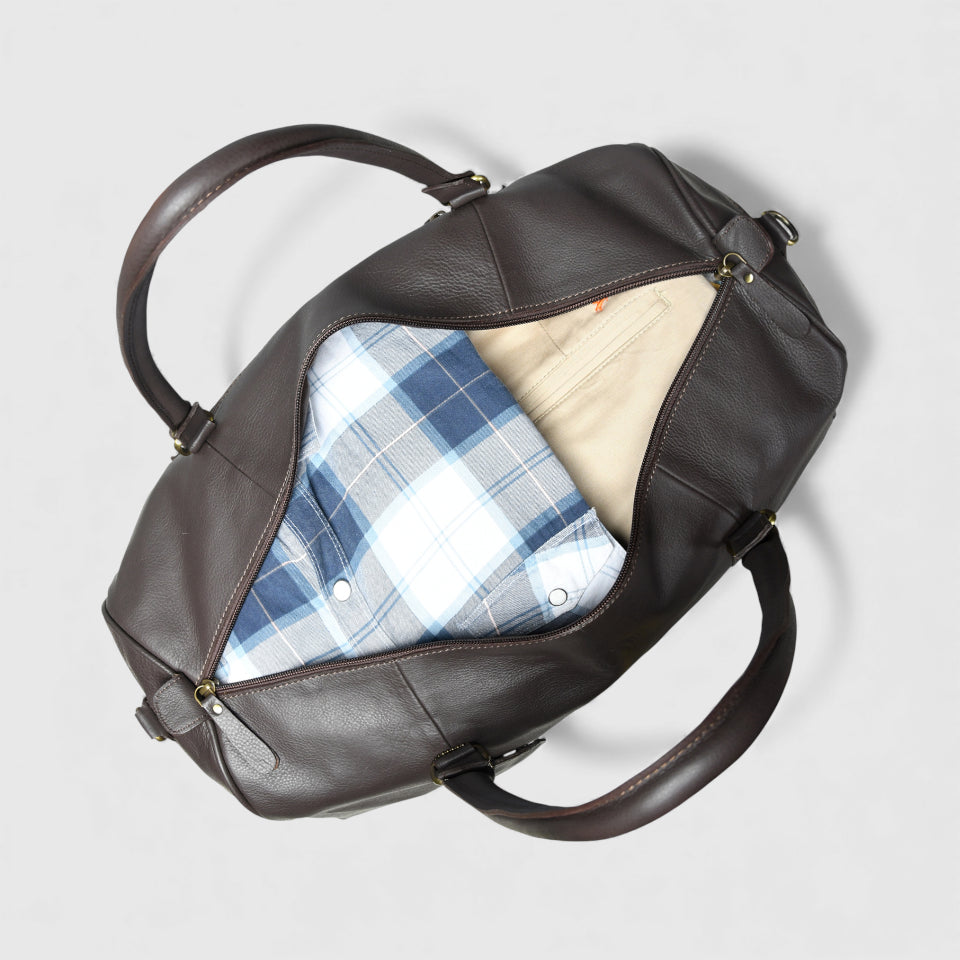 The Voyager Leather Travel Duffle - Brown Colour