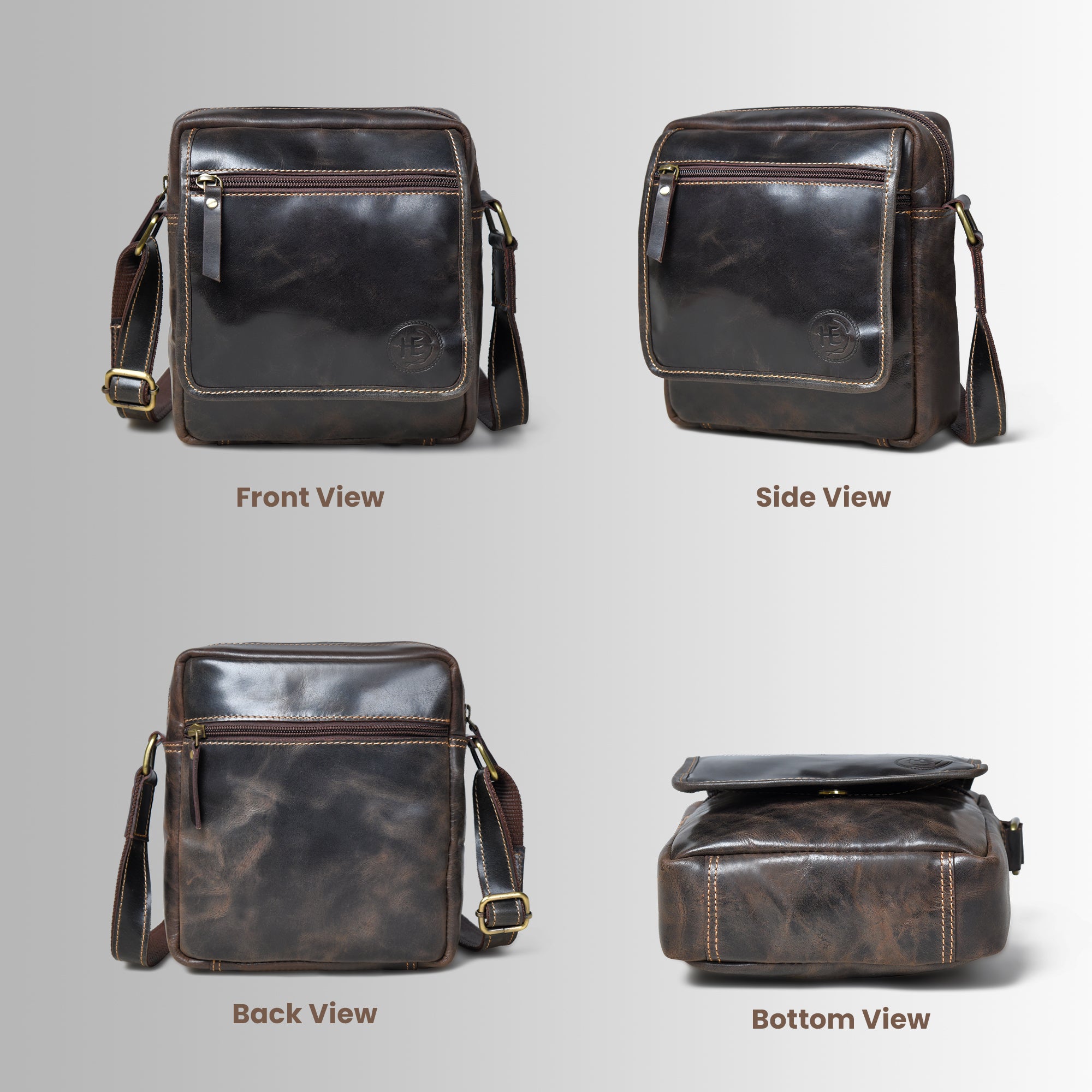 Explorer Vintage Leather Sling Bag - Brown Colour