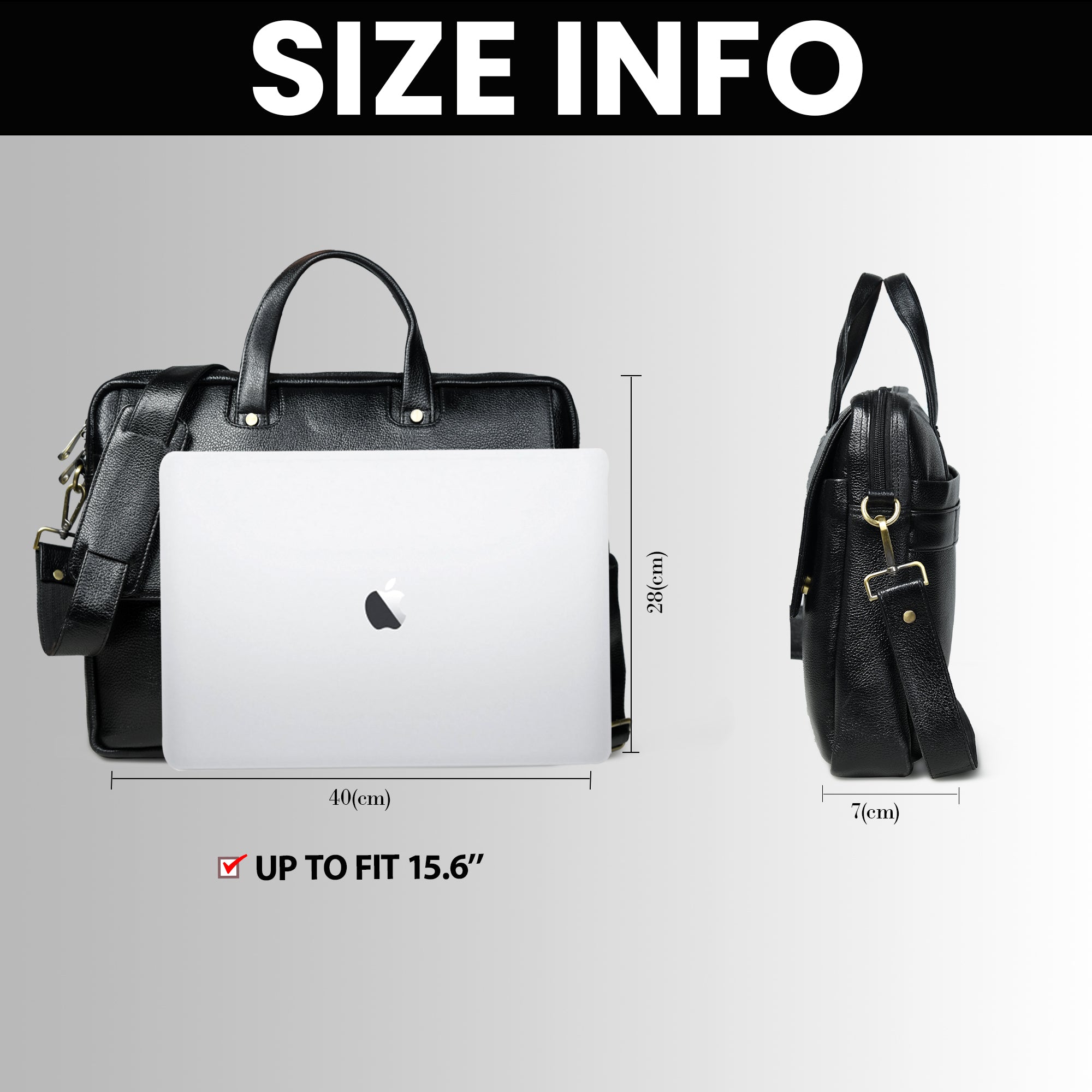 Executive Edge Leather Laptop Briefcase - Black Colour