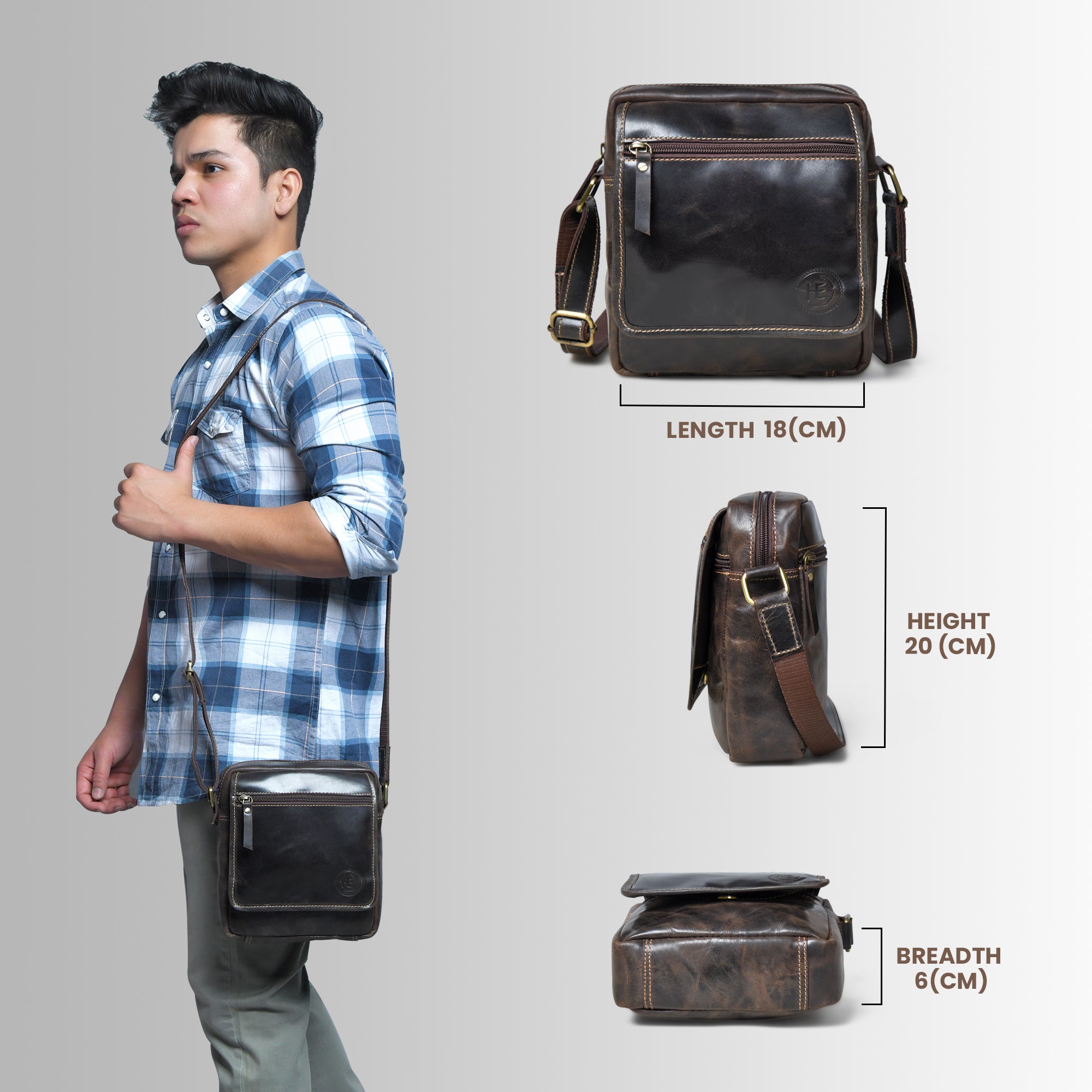 Explorer Vintage Leather Sling Bag - Brown Colour
