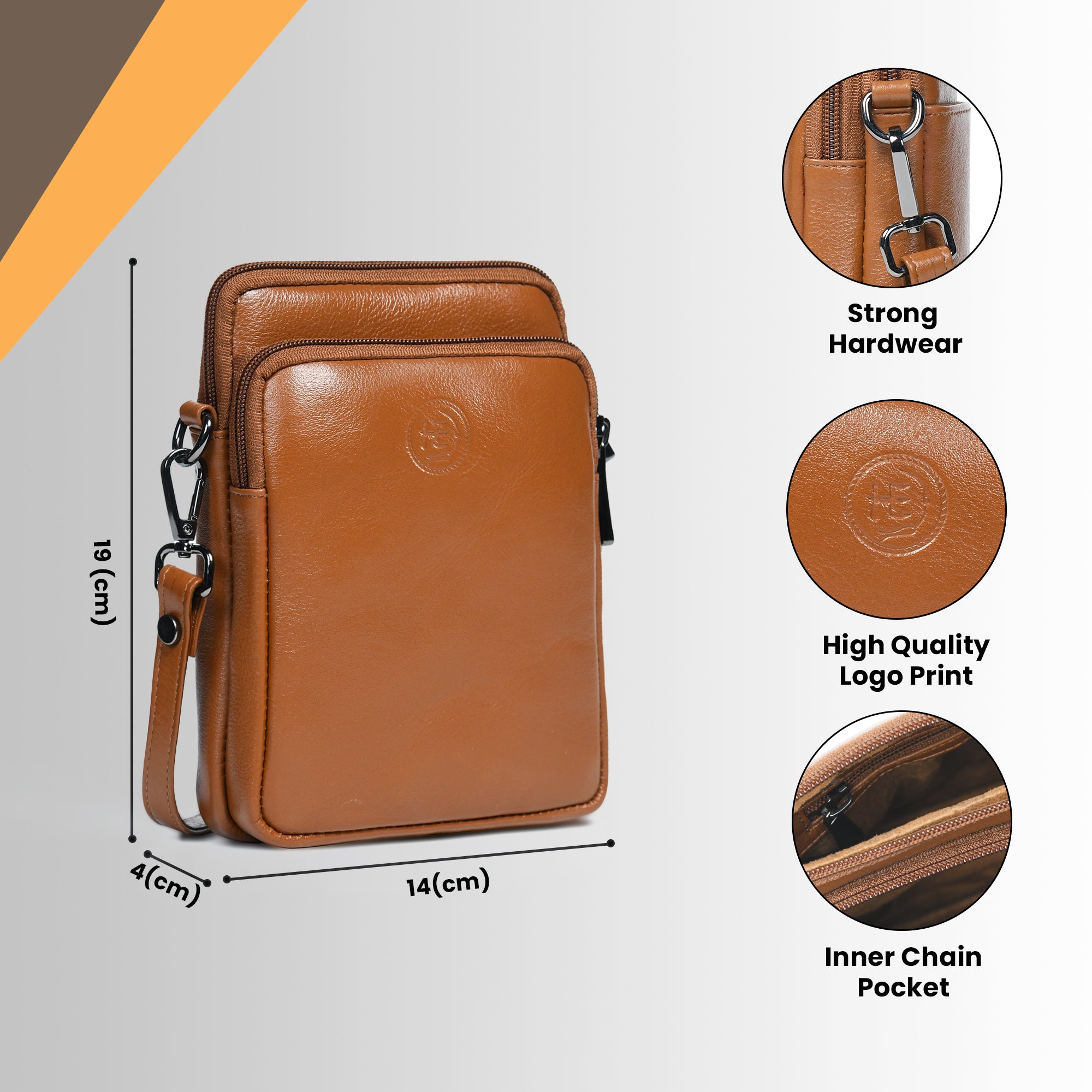 AmberStride Leather Sling Bag – Brown Colour