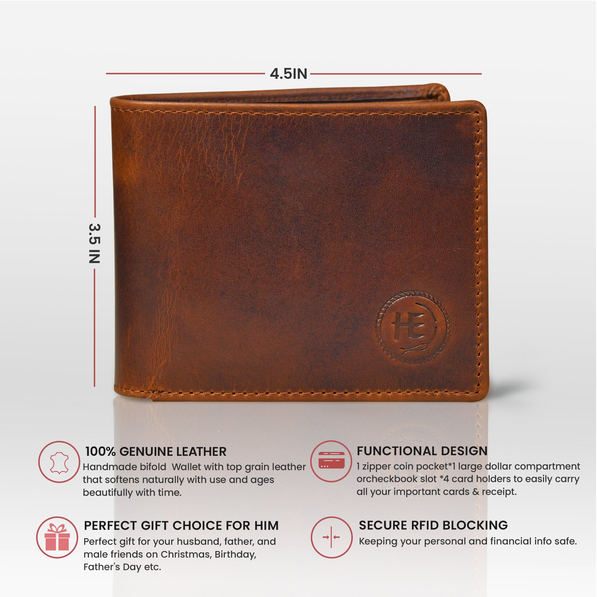 Vintage Leather RFID Wallet - Brown Colour