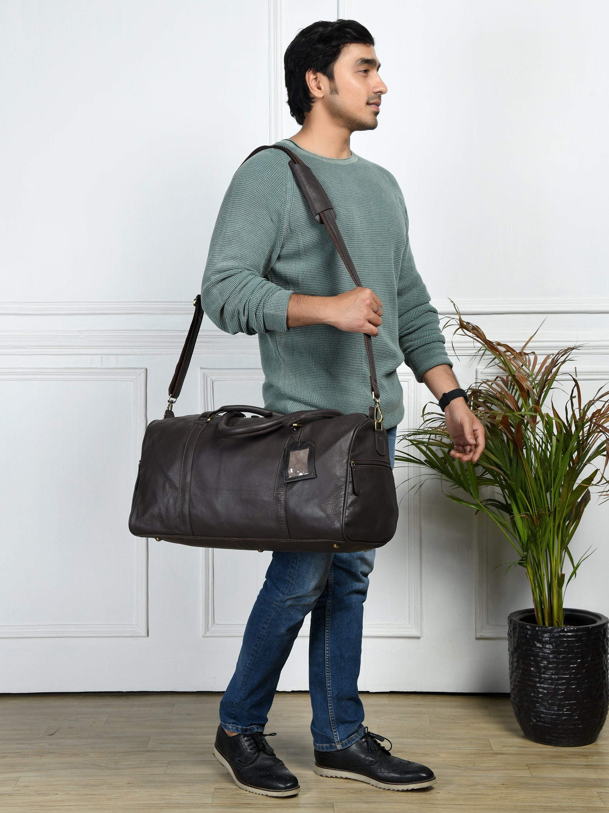 The Voyager Leather Travel Duffle - Brown Colour