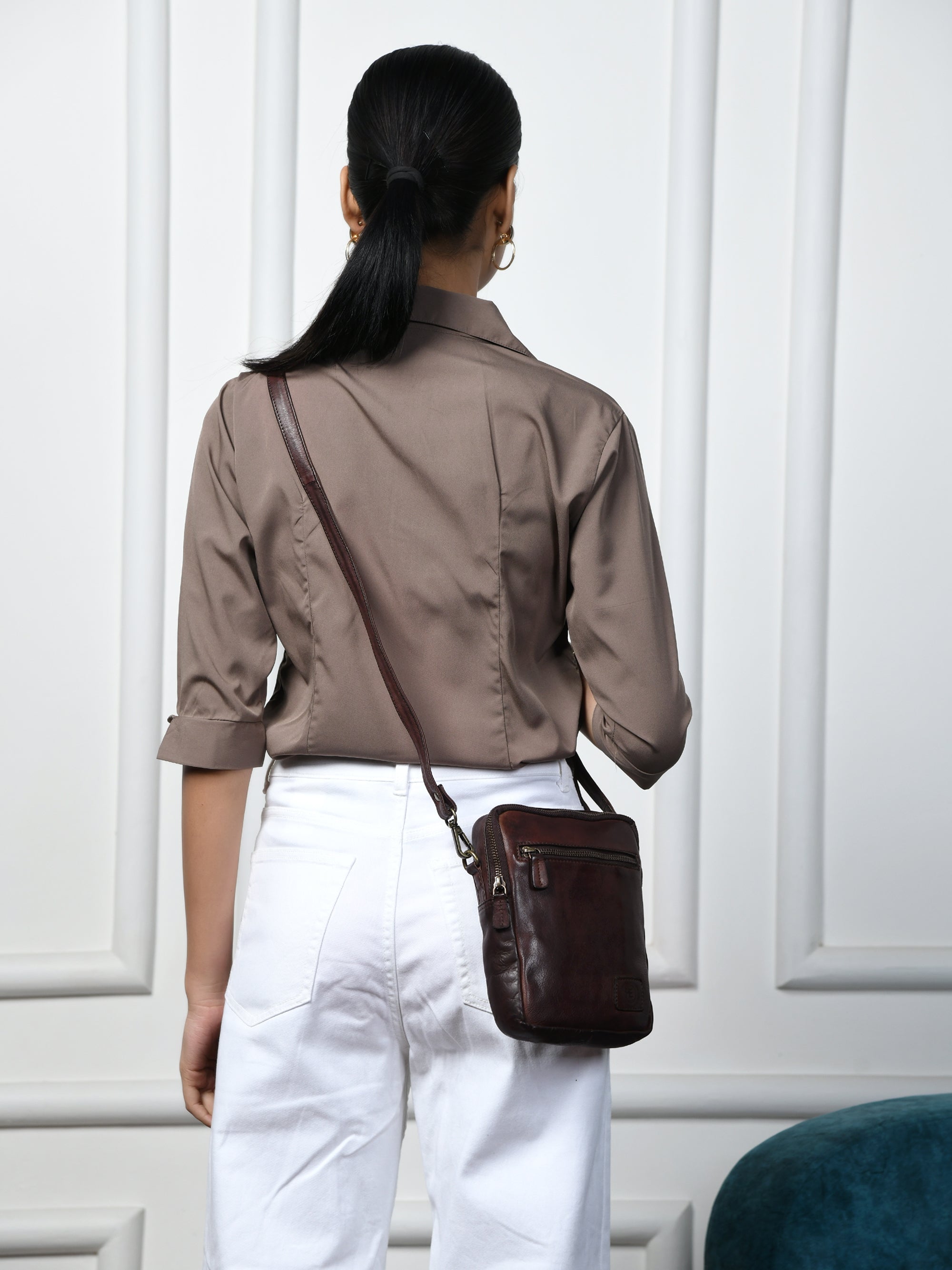 OxBlood Trail Leather Sling Bag – Brown Colour