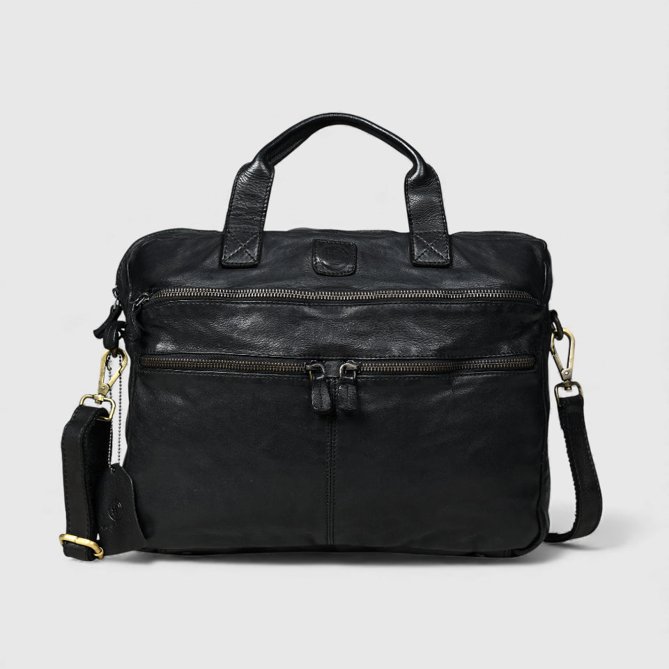 Voyager Vintage Leather Laptop Bag - Black Colour