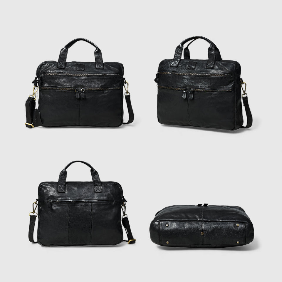 Voyager Vintage Leather Laptop Bag - Black Colour