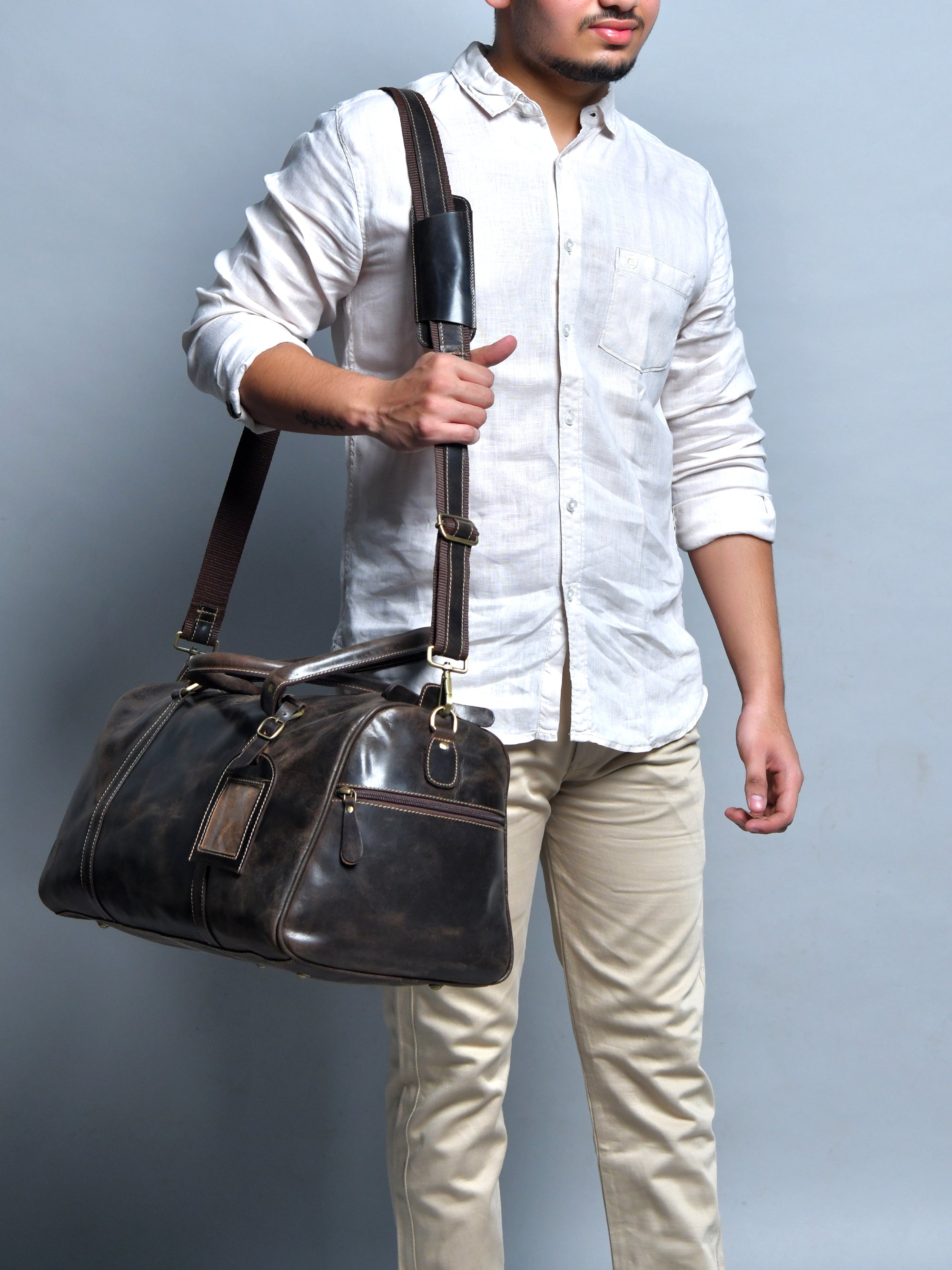 The Voyager Premium Leather Duffle Bag