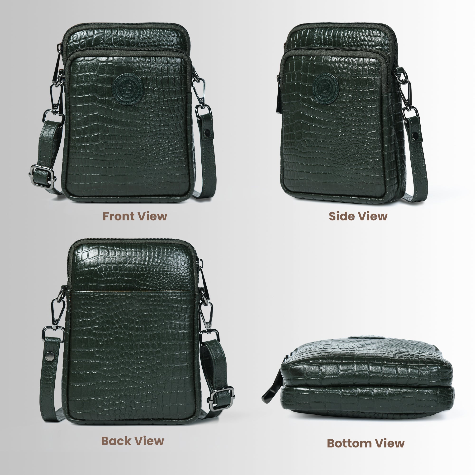 Croc Luxe Leather Sling Bag – Green Colour
