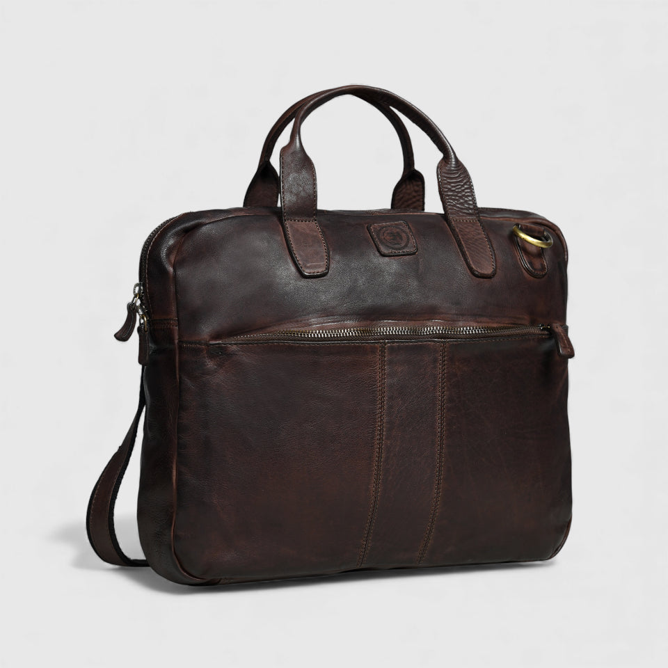 Voyager Premium Leather Laptop Bag - Maroon Colour