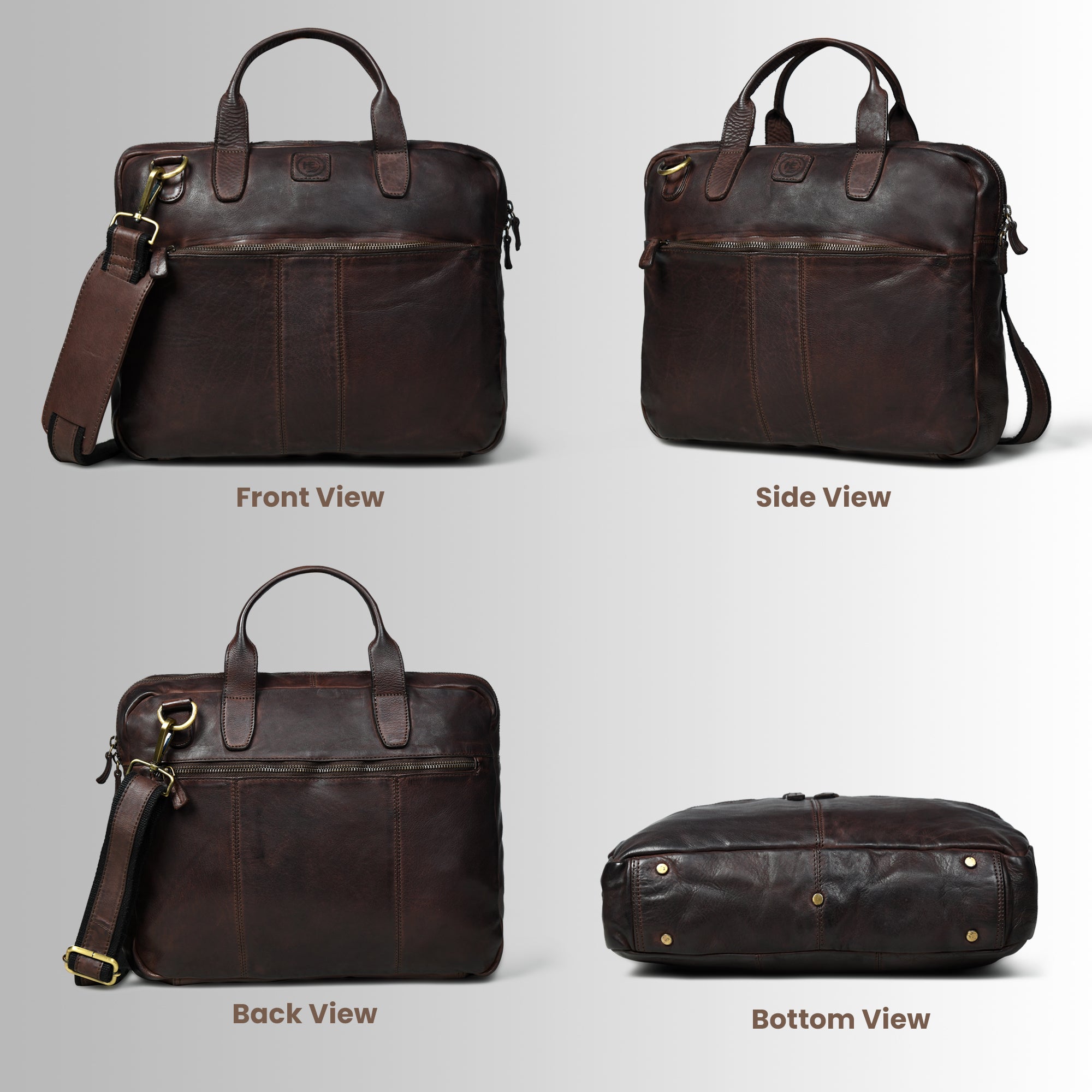 Voyager Premium Leather Laptop Bag - Maroon Colour
