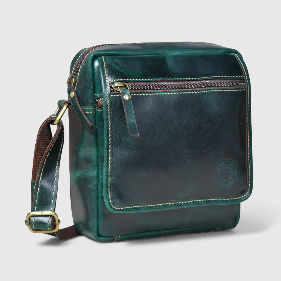 Explorer Vintage Leather Sling Bag - Green Colour