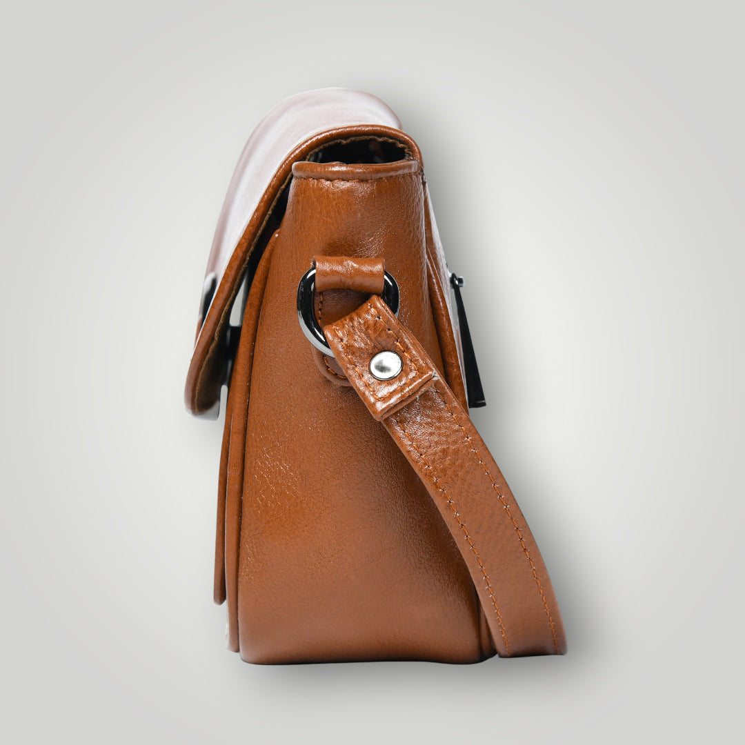 Verdant Elegance Women's Leather Handbag - Maroon Colour