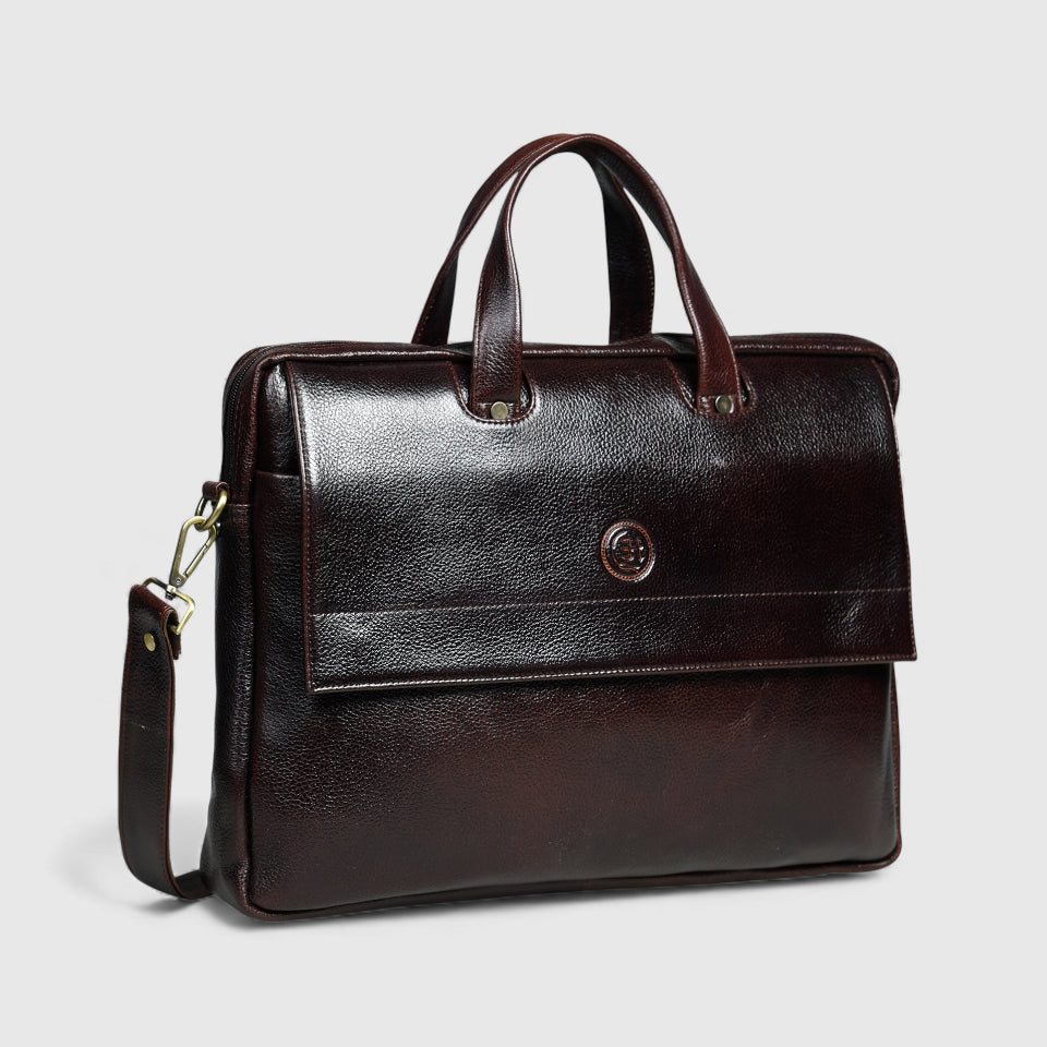 Executive Edge Leather Laptop Briefcase - Maroon Colour
