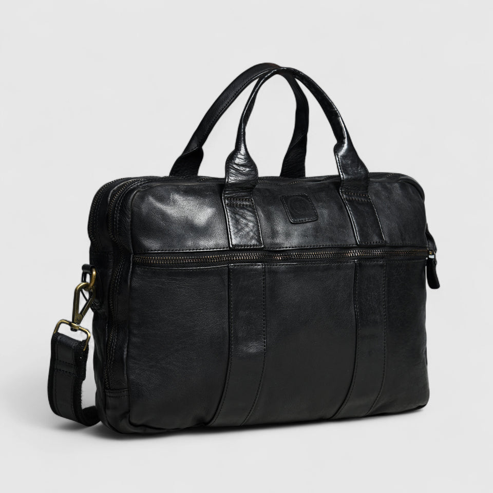 Executive Heritage Pure Leather Laptop Bag - Black Colour