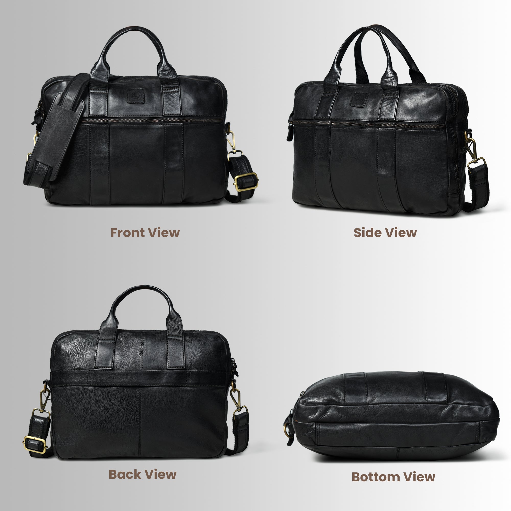 Executive Heritage Pure Leather Laptop Bag - Black Colour