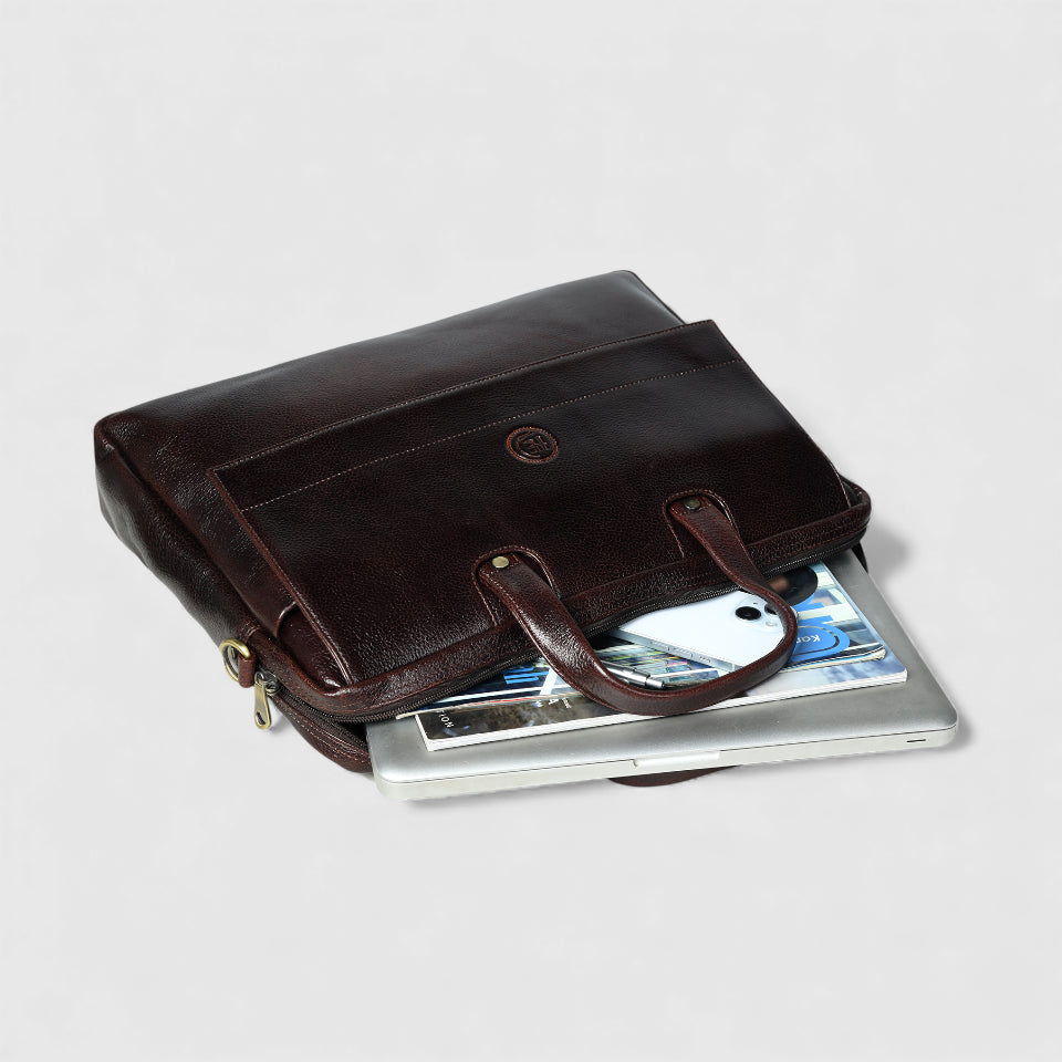 Executive Edge Leather Laptop Briefcase - Maroon Colour