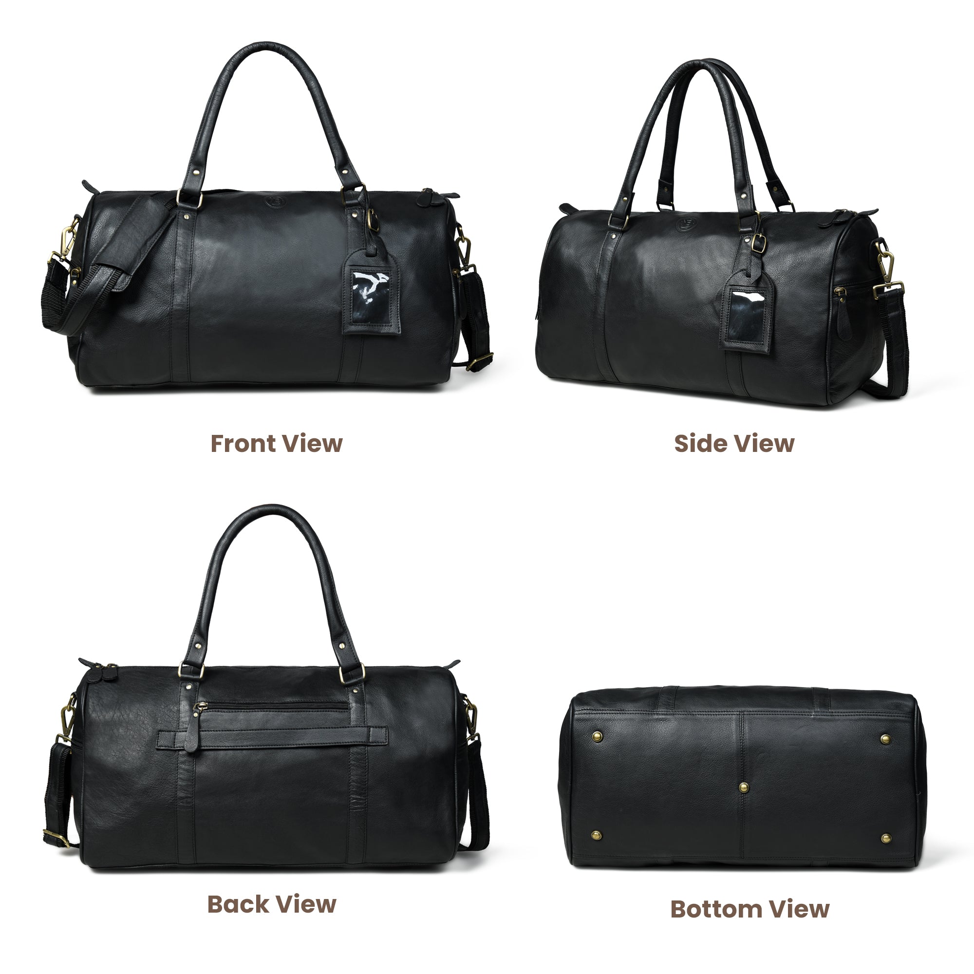 The Voyager Leather Travel Duffle Bag - Black Colour