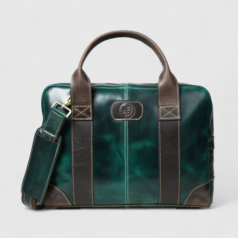 Heritage Buffalo Pure Leather Laptop Bag - Green Colour