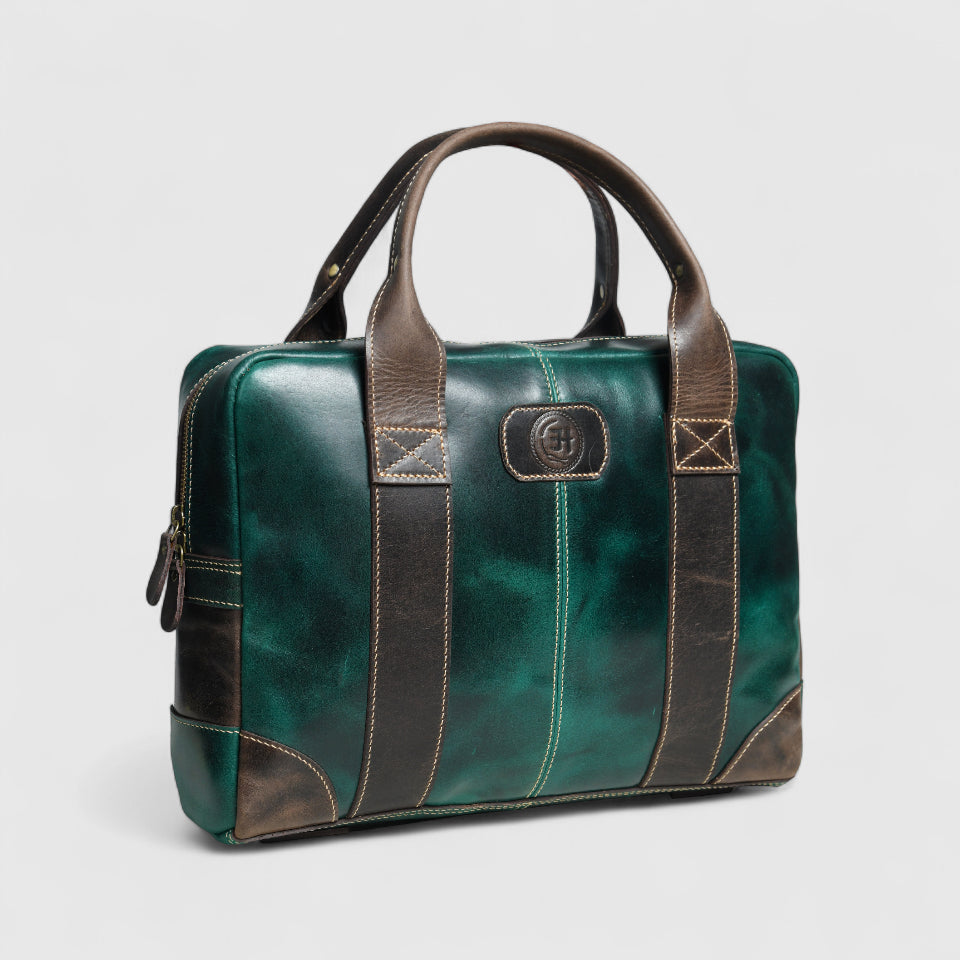 Heritage Buffalo Pure Leather Laptop Bag - Green Colour
