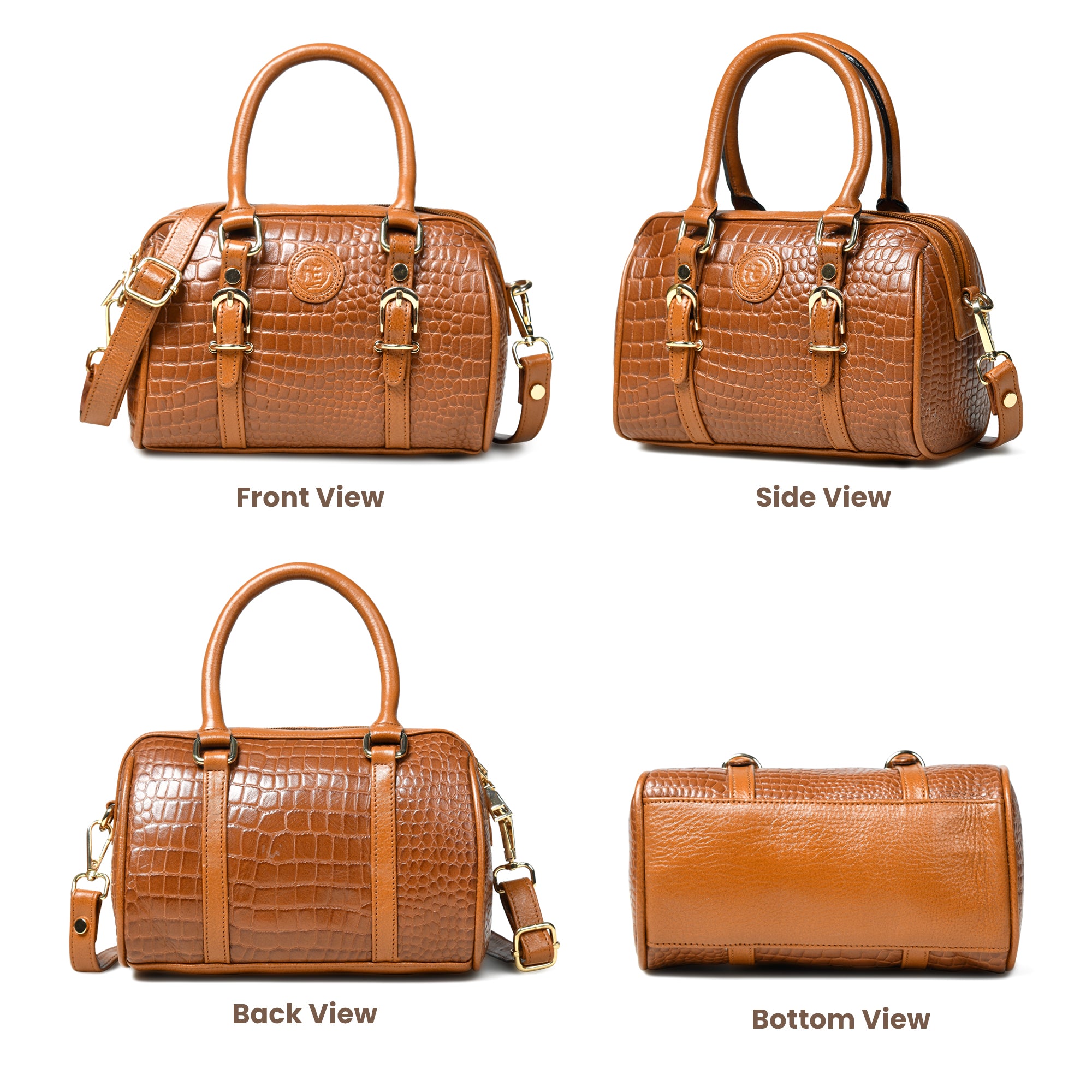 Emerald Luxe Croc Satchel - Brown Colour