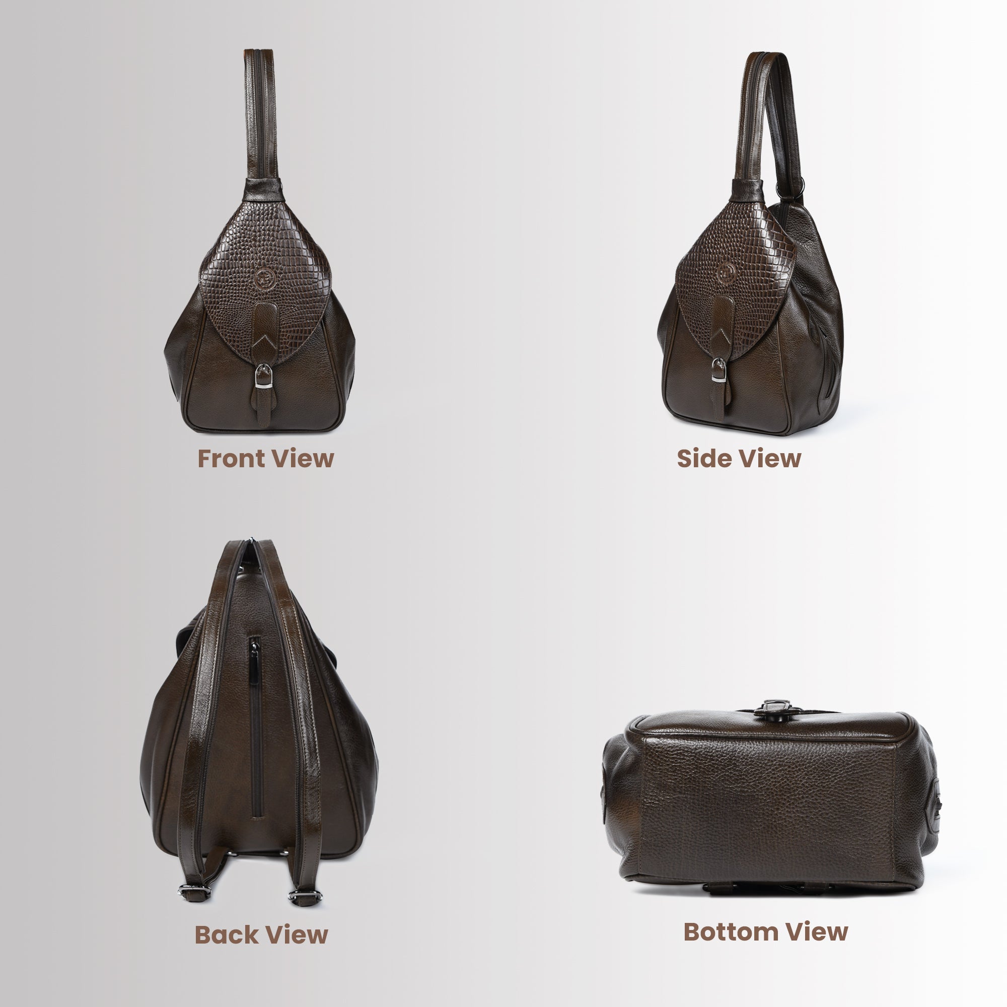 Croco Leather Shoulder Bag - Henna Glow