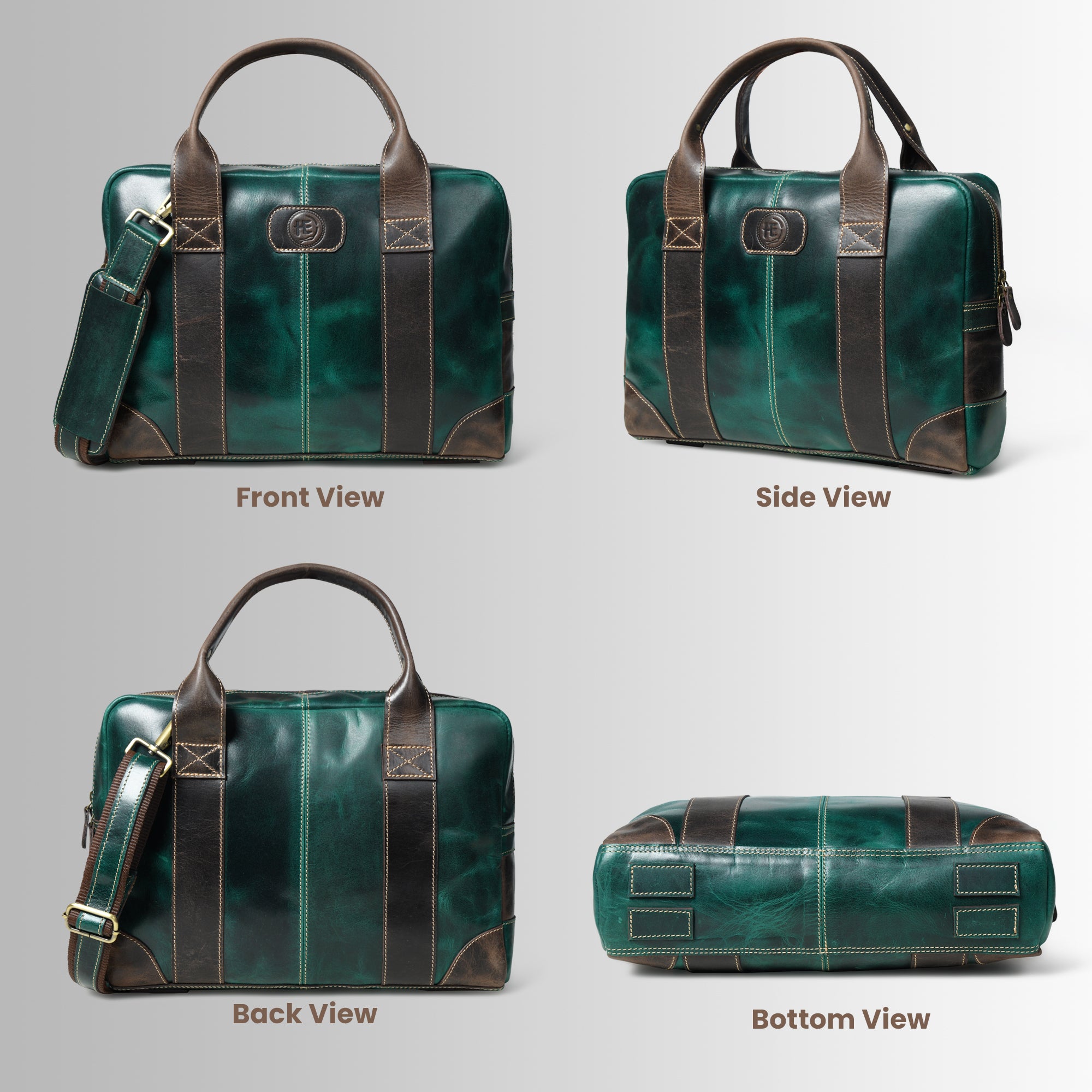 Heritage Buffalo Pure Leather Laptop Bag - Green Colour
