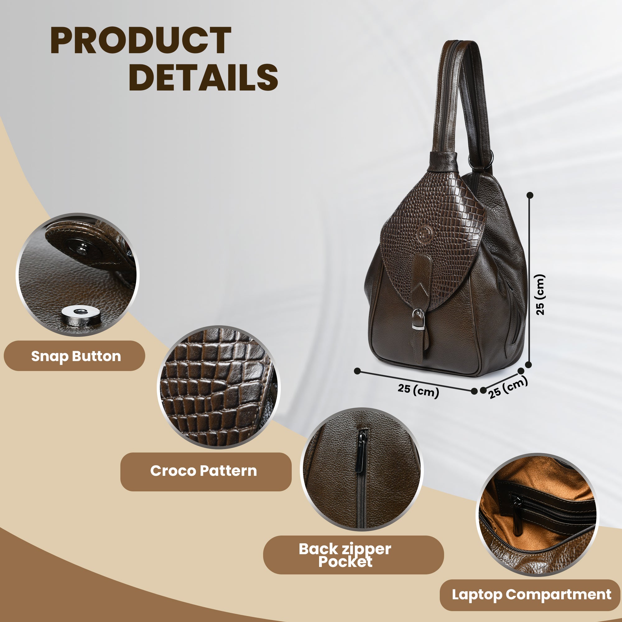 Croco Leather Shoulder Bag - Henna Glow