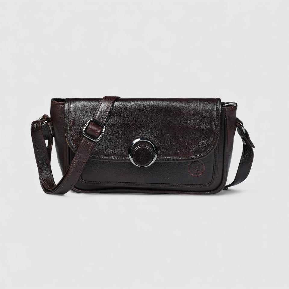 Verdant Elegance Women's Leather Handbag - Brown Colour