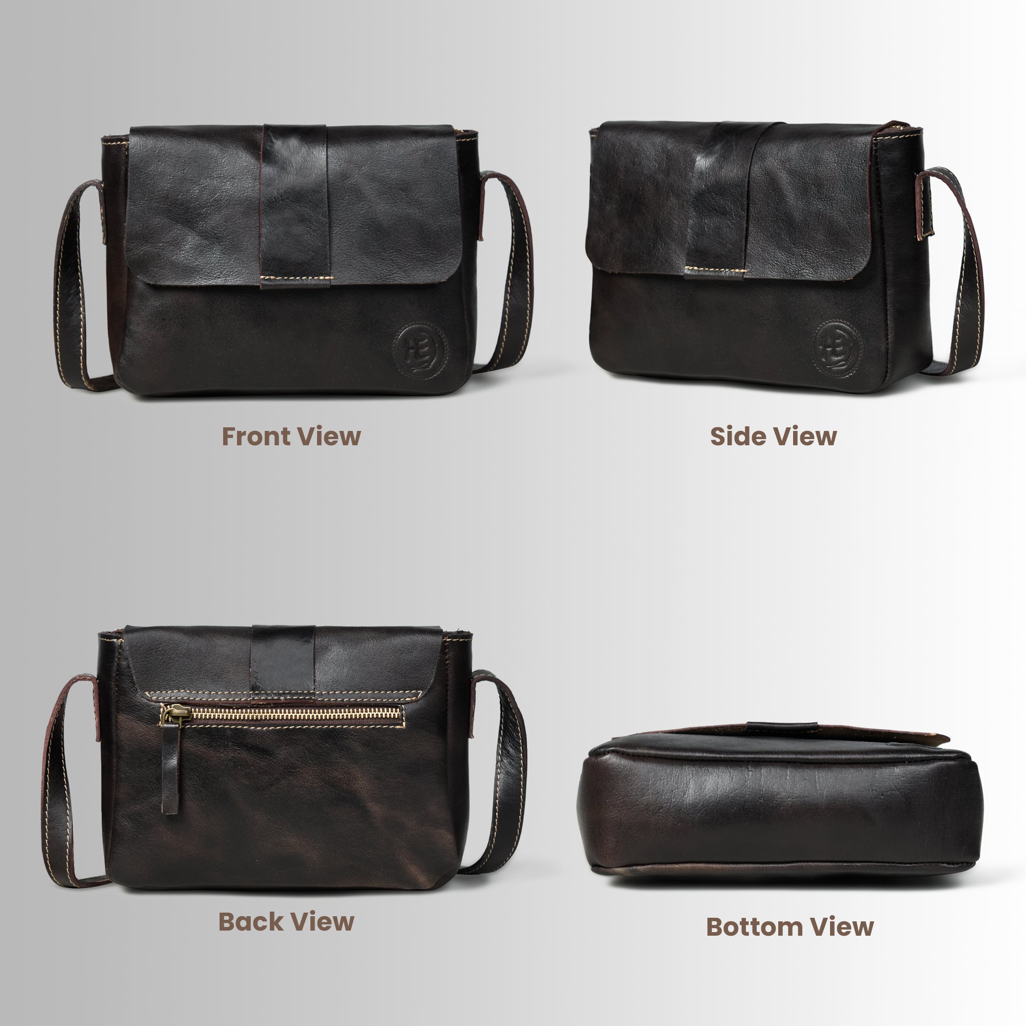 The Heritage Leather Satchel Bag - Black Colour