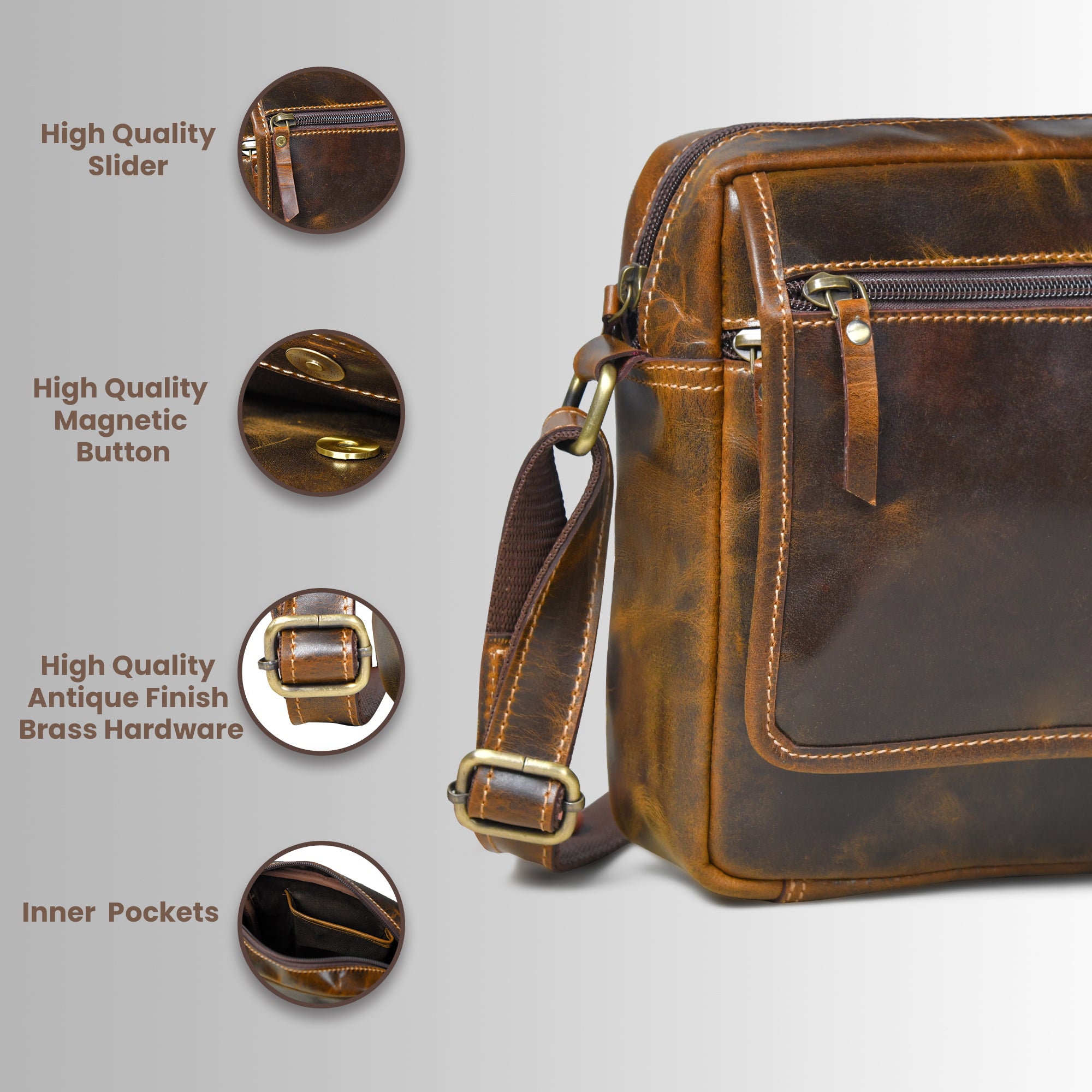 Explorer Vintage Leather Sling Bag - Maroon Colour