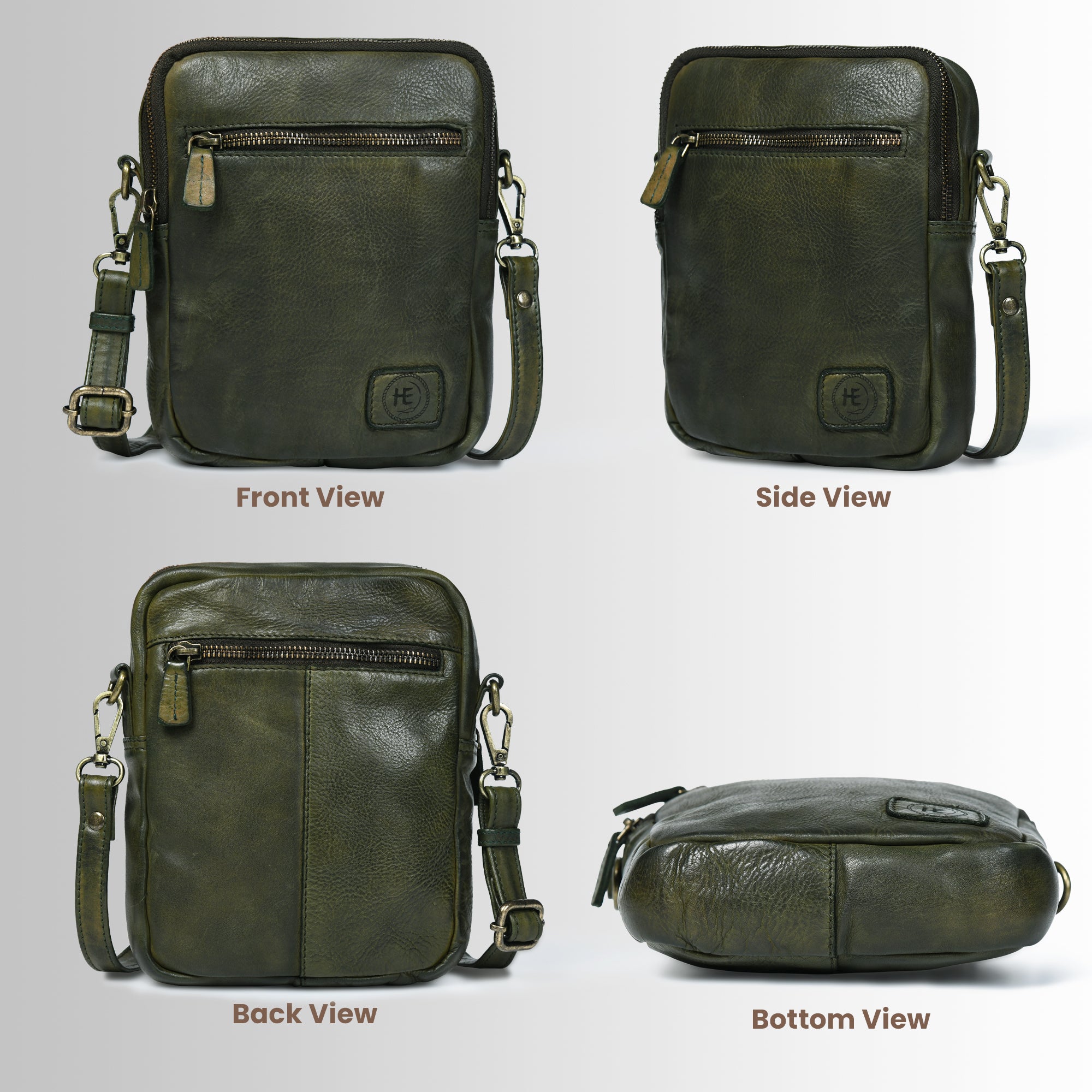 OxBlood Trail Leather Sling Bag - Olive Colour