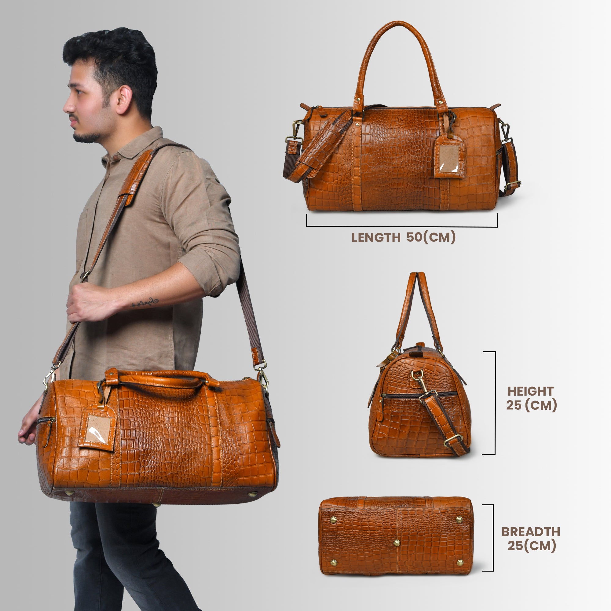 Sahara Croco Leather Travel Duffle Bag