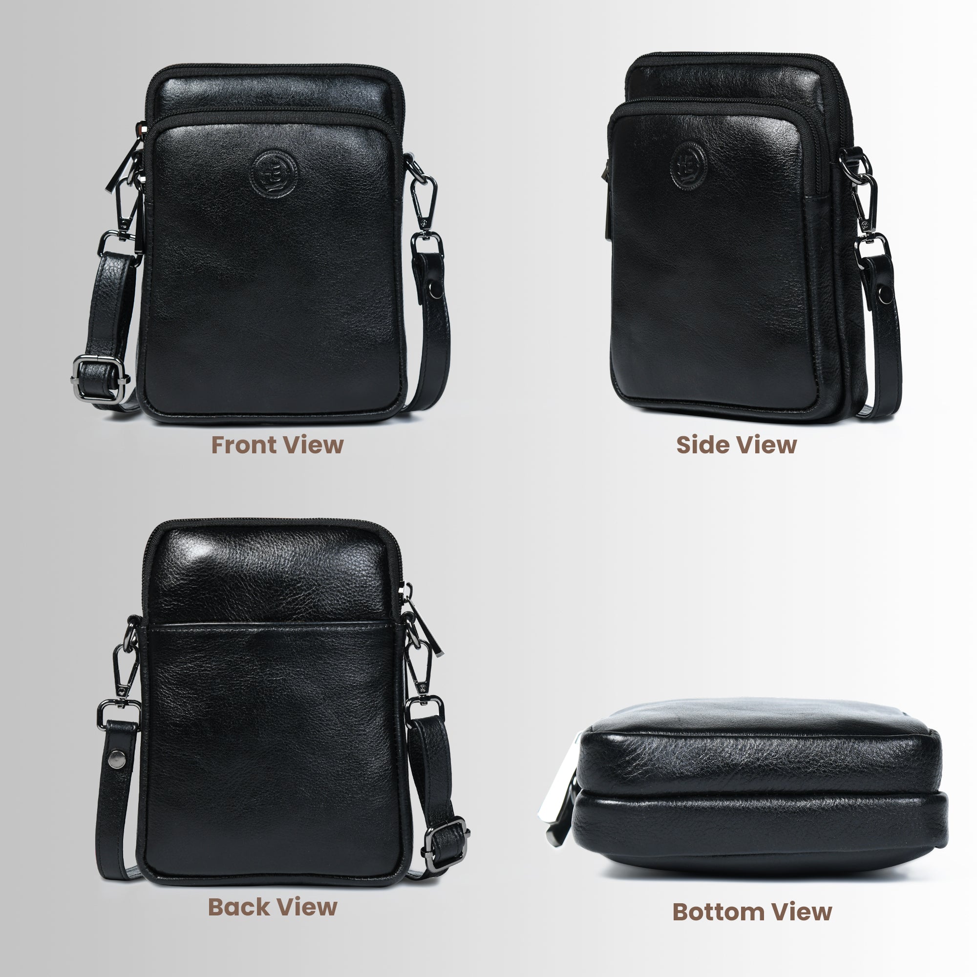 AmberStride Leather Sling Bag – Black Colour