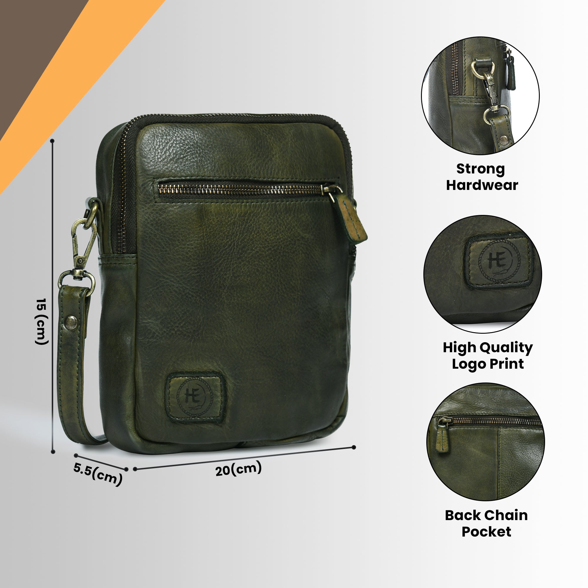 OxBlood Trail Leather Sling Bag - Olive Colour