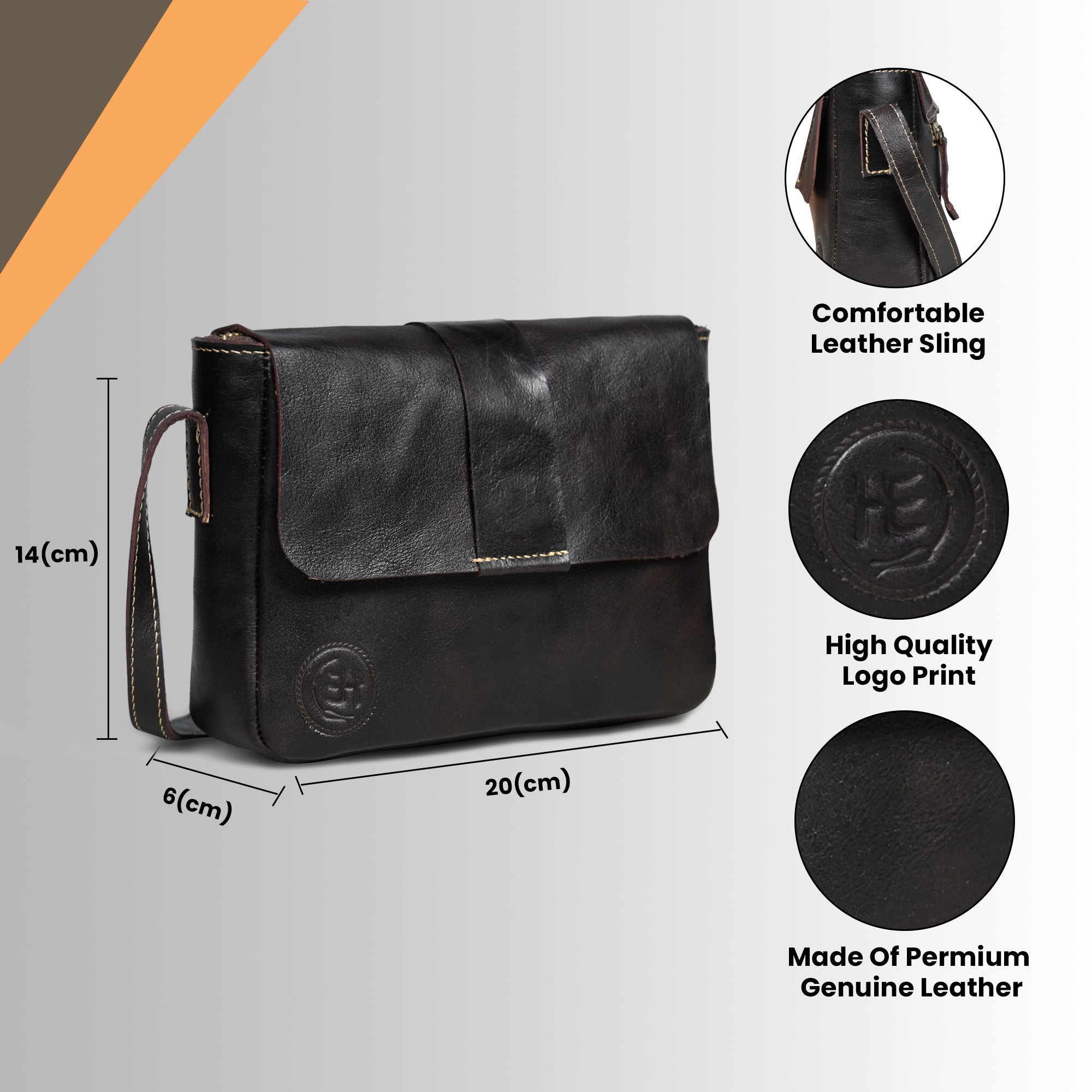 The Heritage Leather Satchel Bag - Black Colour