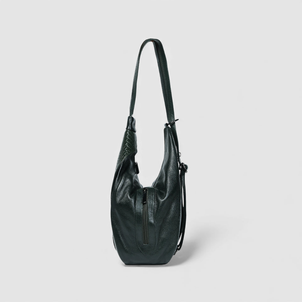 Croco Leather Shoulder Bag - Green Colour