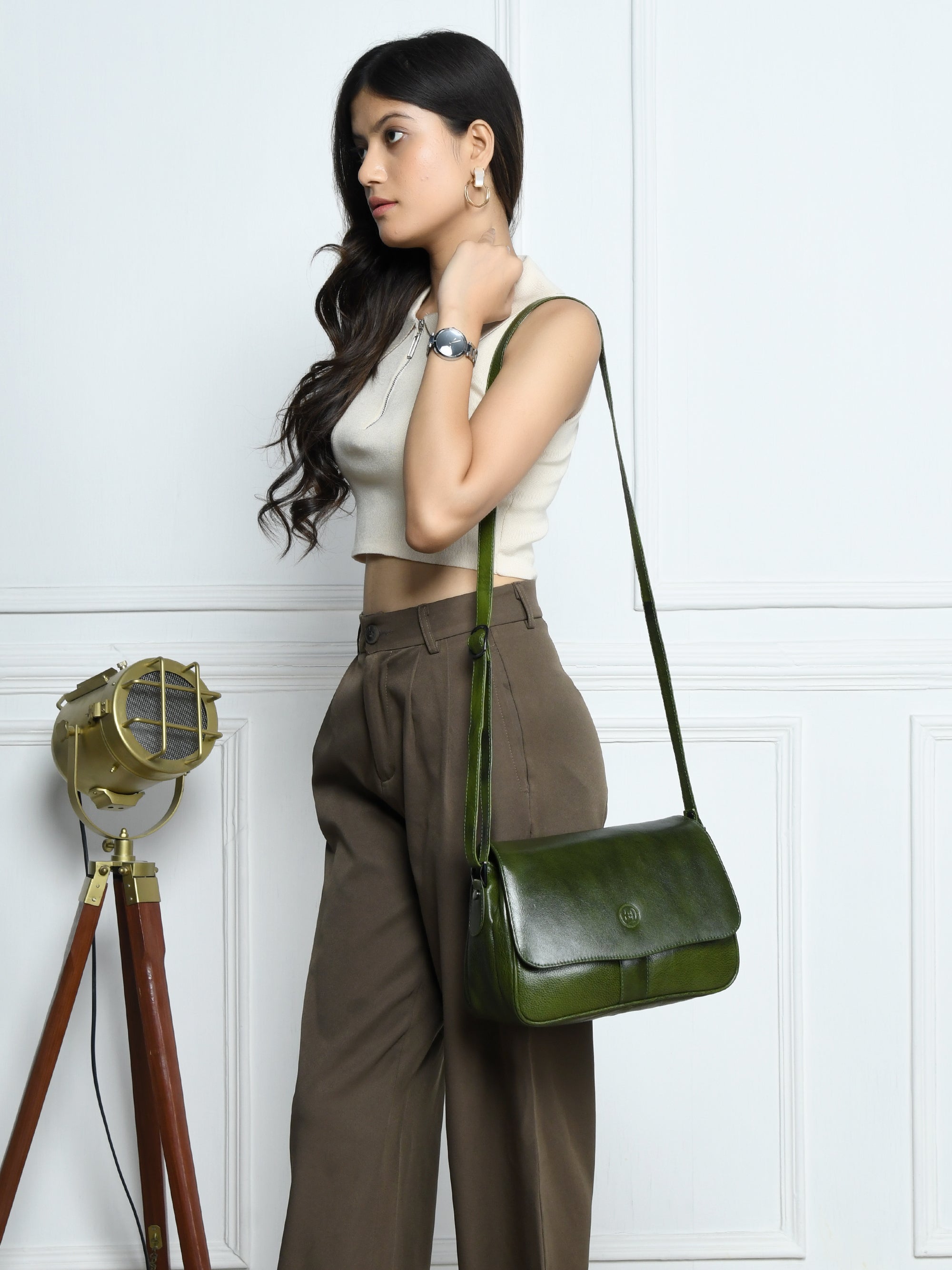 Midnight Opulence Satchel Bag - Olive Colour