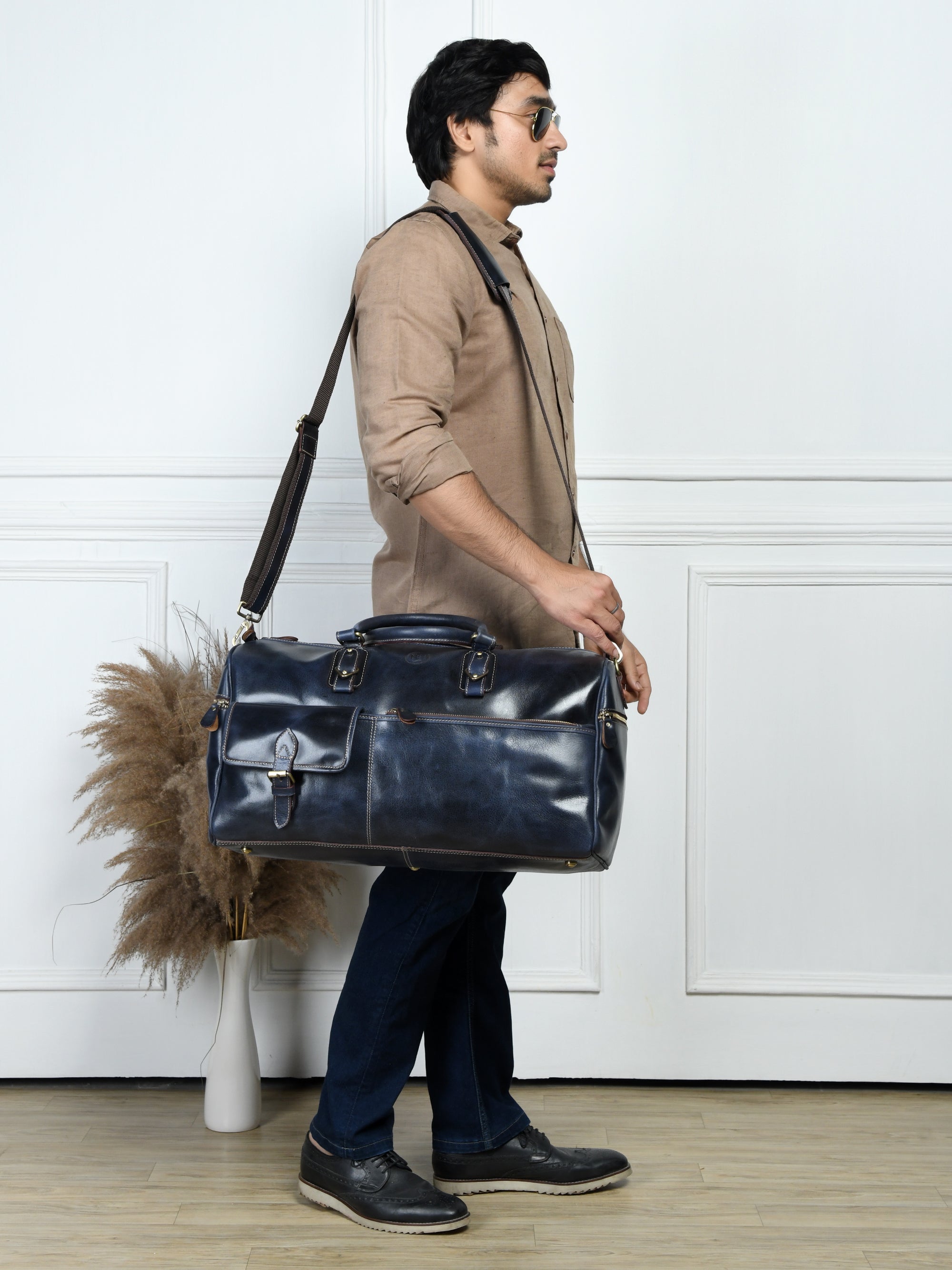 The Odyssey Leather Travel Duffle - Black Colour