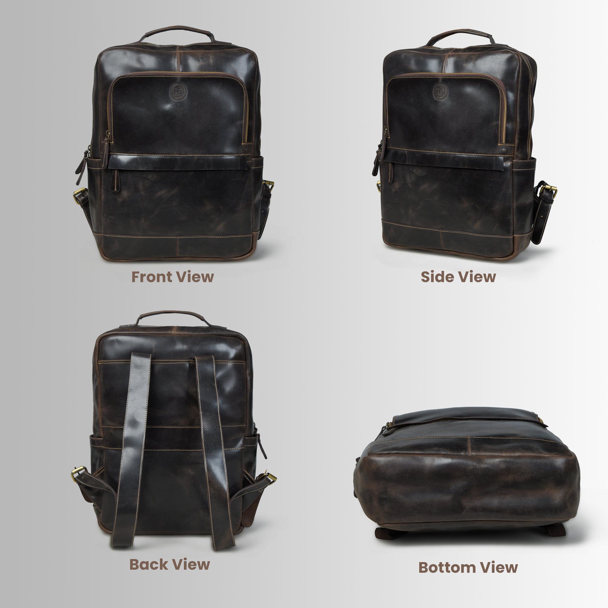 Alpine Vintage Leather Laptop Backpack - Brown Colour