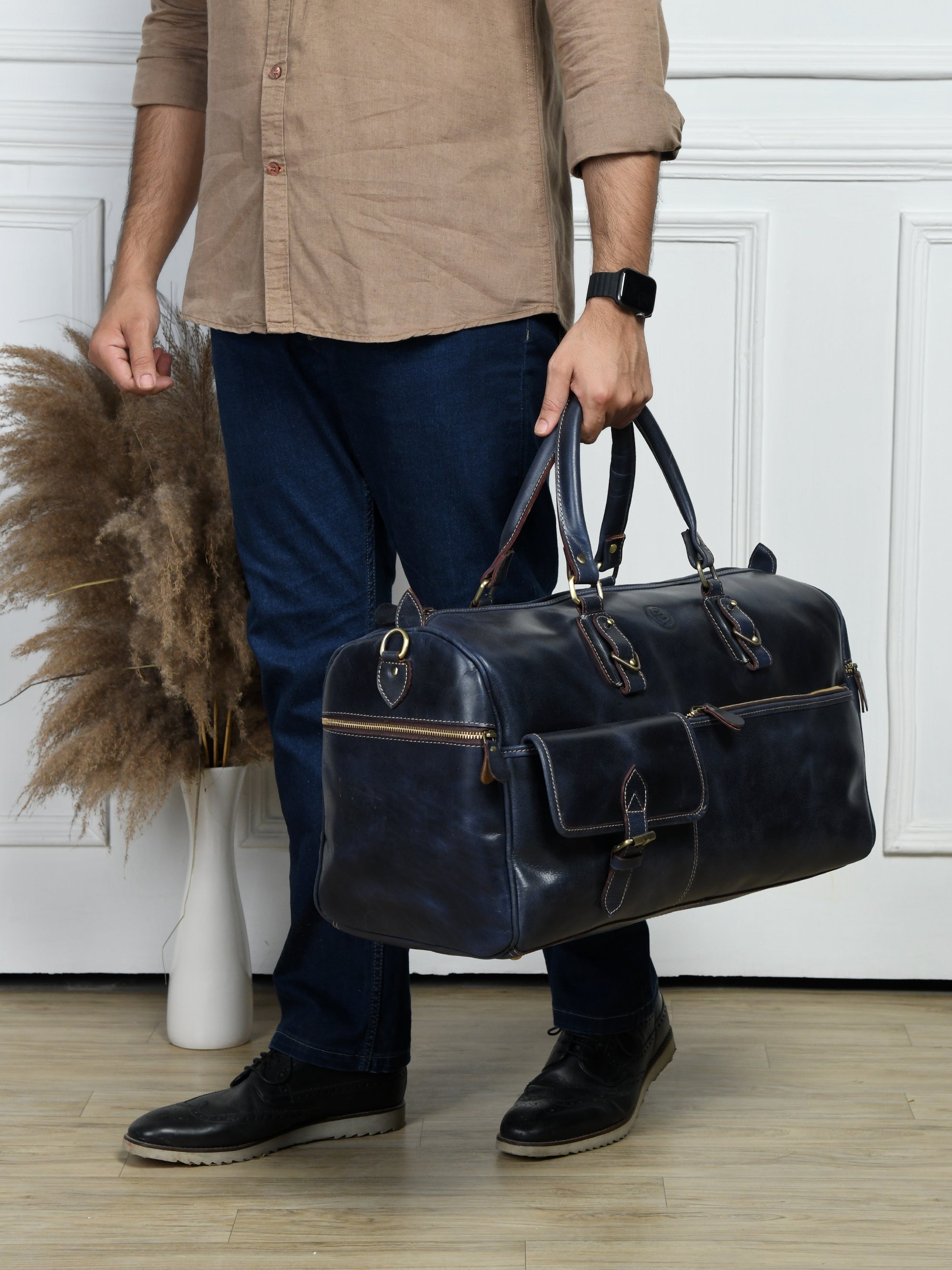 The Odyssey Leather Travel Duffle - Black Colour