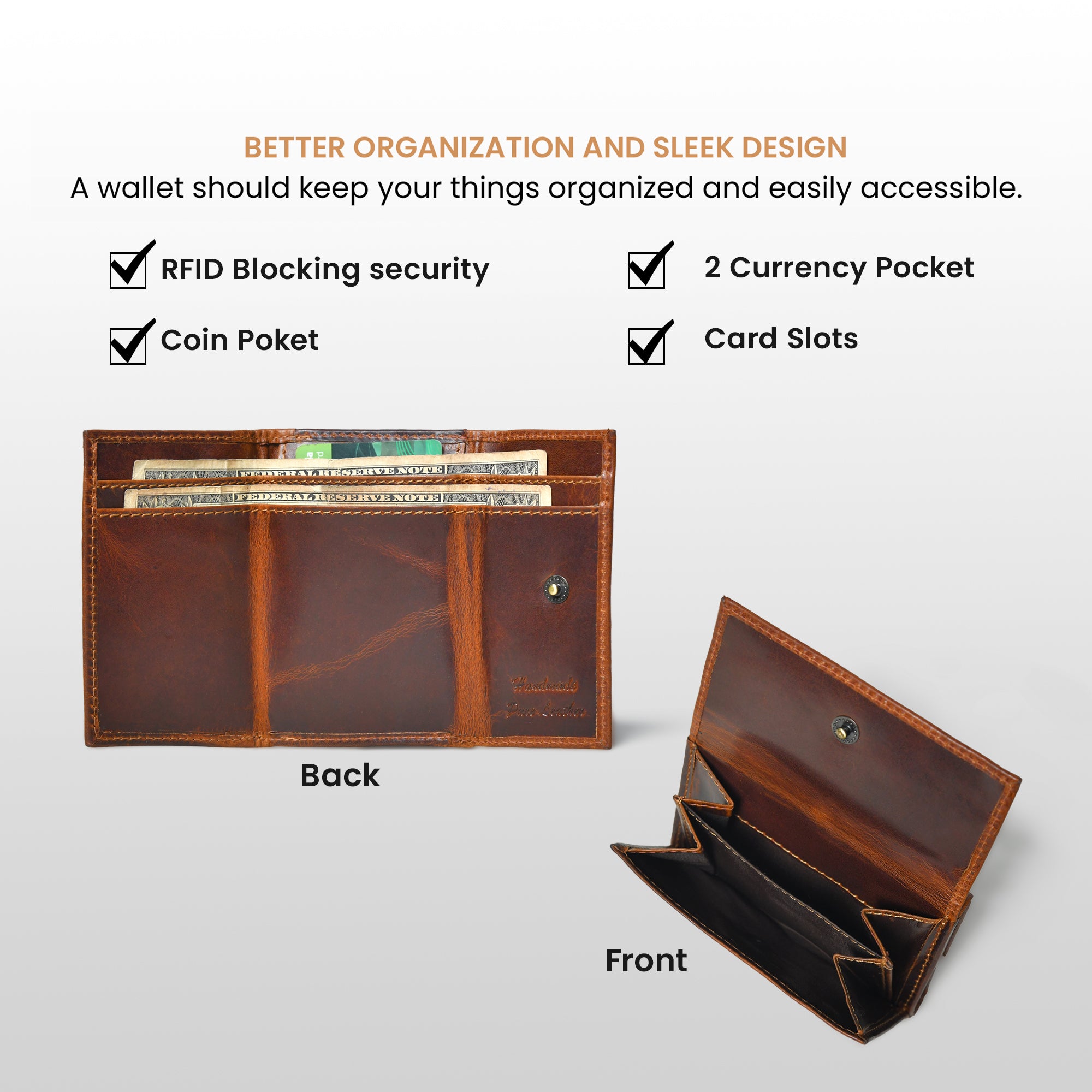 Heritage Buffalo Leather Bifold Wallet - Maroon Colour