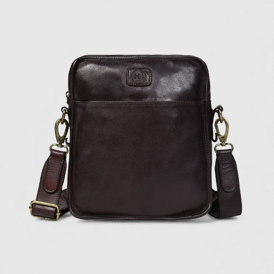 Verdant Trail Leather Sling Bag – Brown Colour