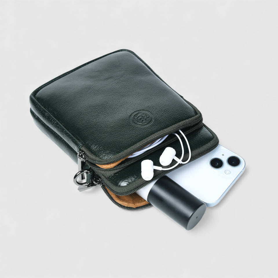 AmberStride Leather Sling Bag - Black Colour