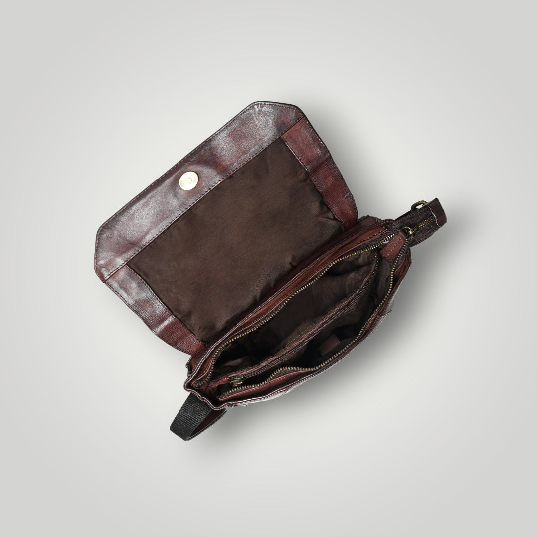 Heritage Leather Crossbody Bag - Maroon Colour
