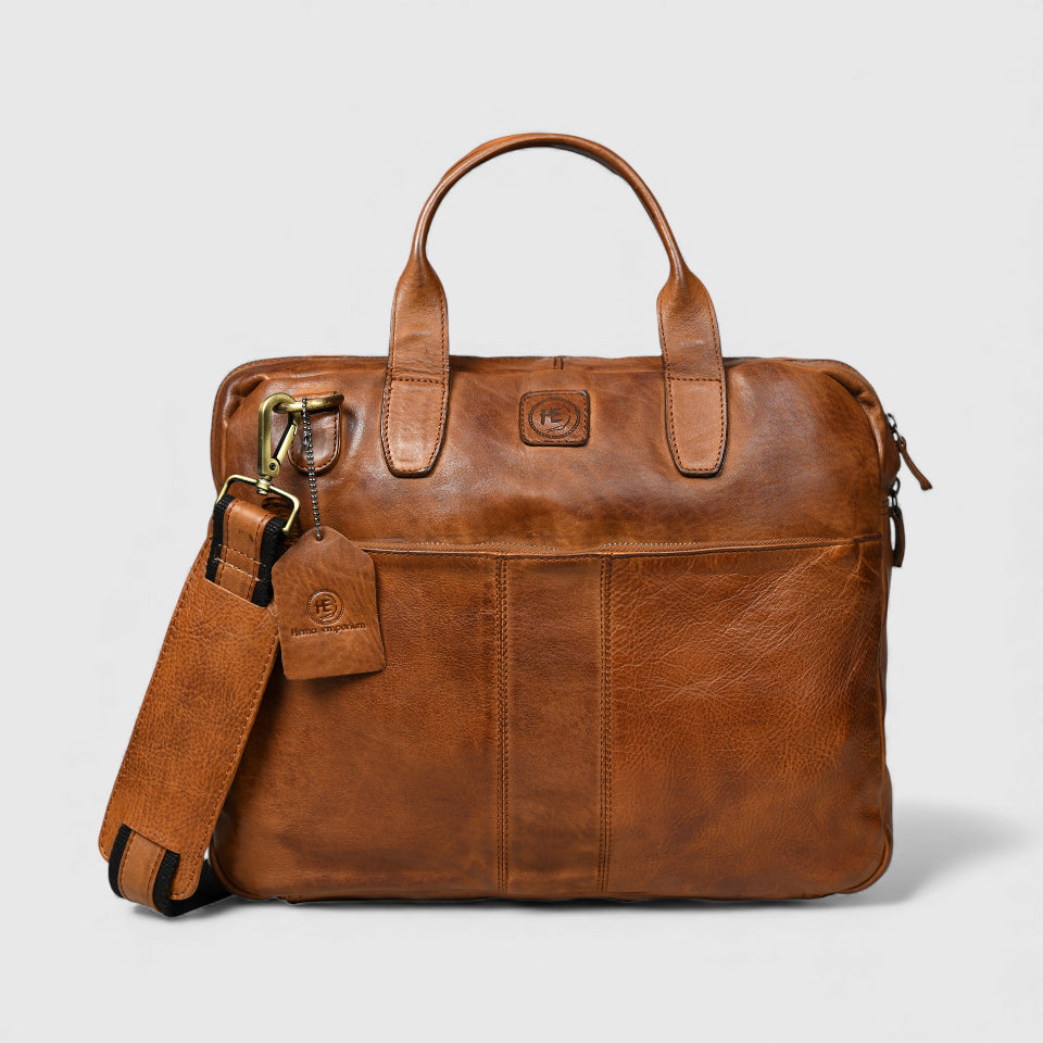 Voyager Premium Leather Laptop Bag - Brown Colour