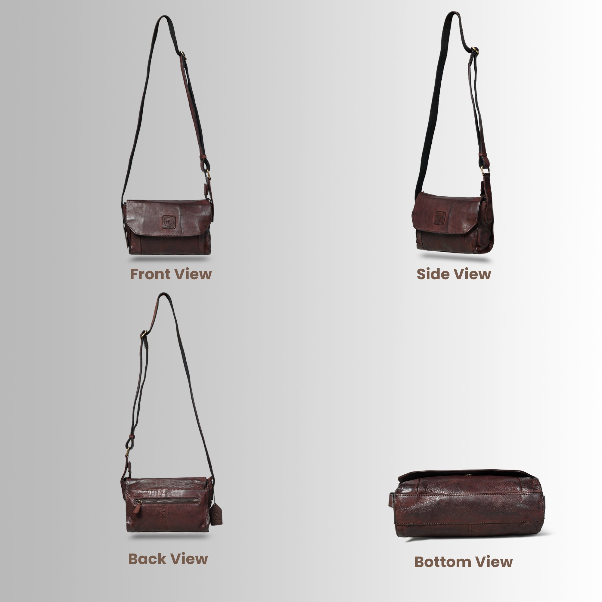 Heritage Leather Crossbody Bag - Maroon Colour