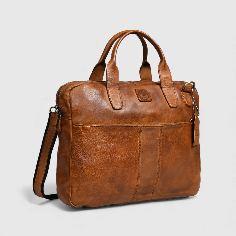Voyager Premium Leather Laptop Bag - Brown Colour